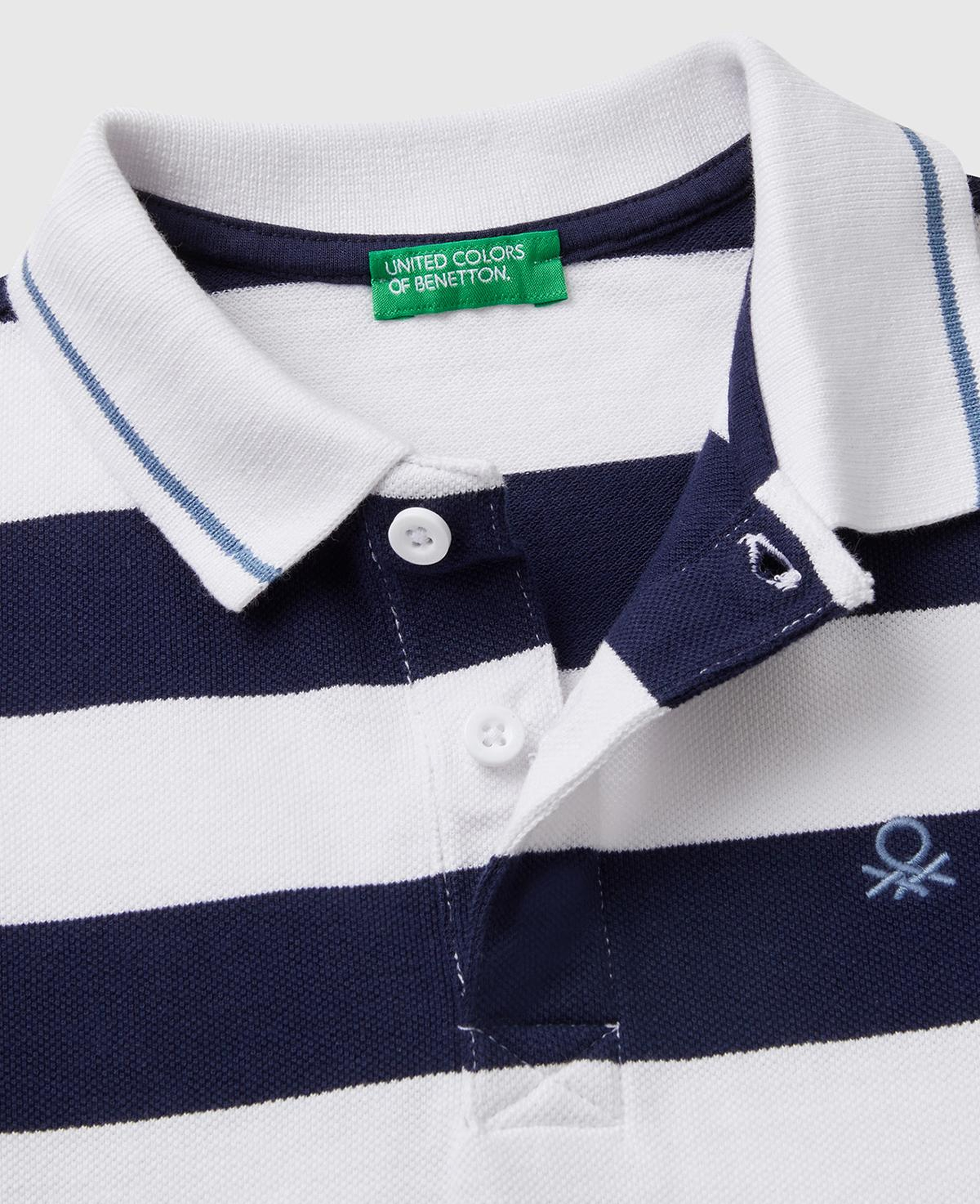 Erkek Çocuk Lacivert Mix Çizgili Logo İşlemeli Polo T-Shirt
