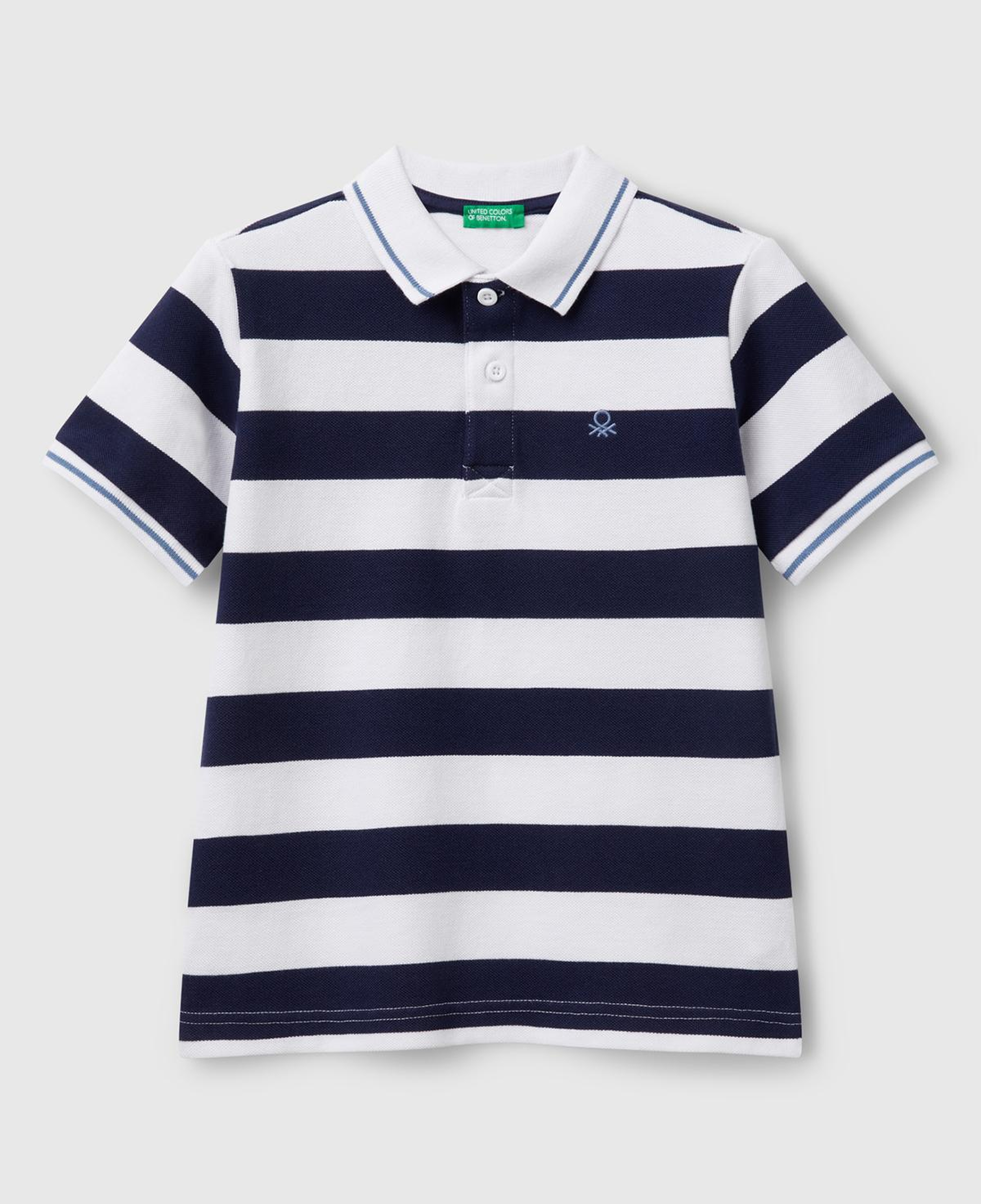 Erkek Çocuk Lacivert Mix Çizgili Logo İşlemeli Polo T-Shirt