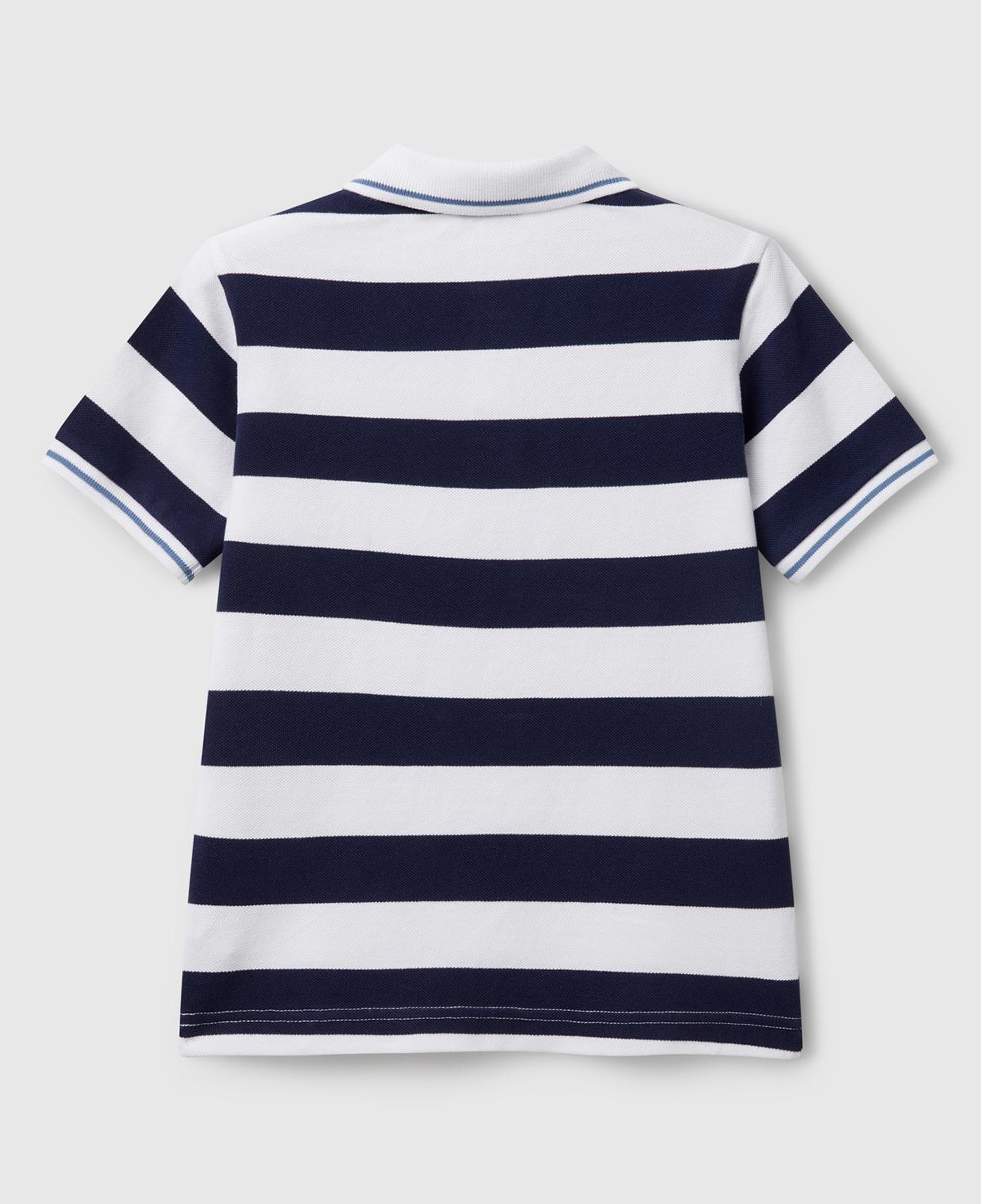 Erkek Çocuk Lacivert Mix Çizgili Logo İşlemeli Polo T-Shirt