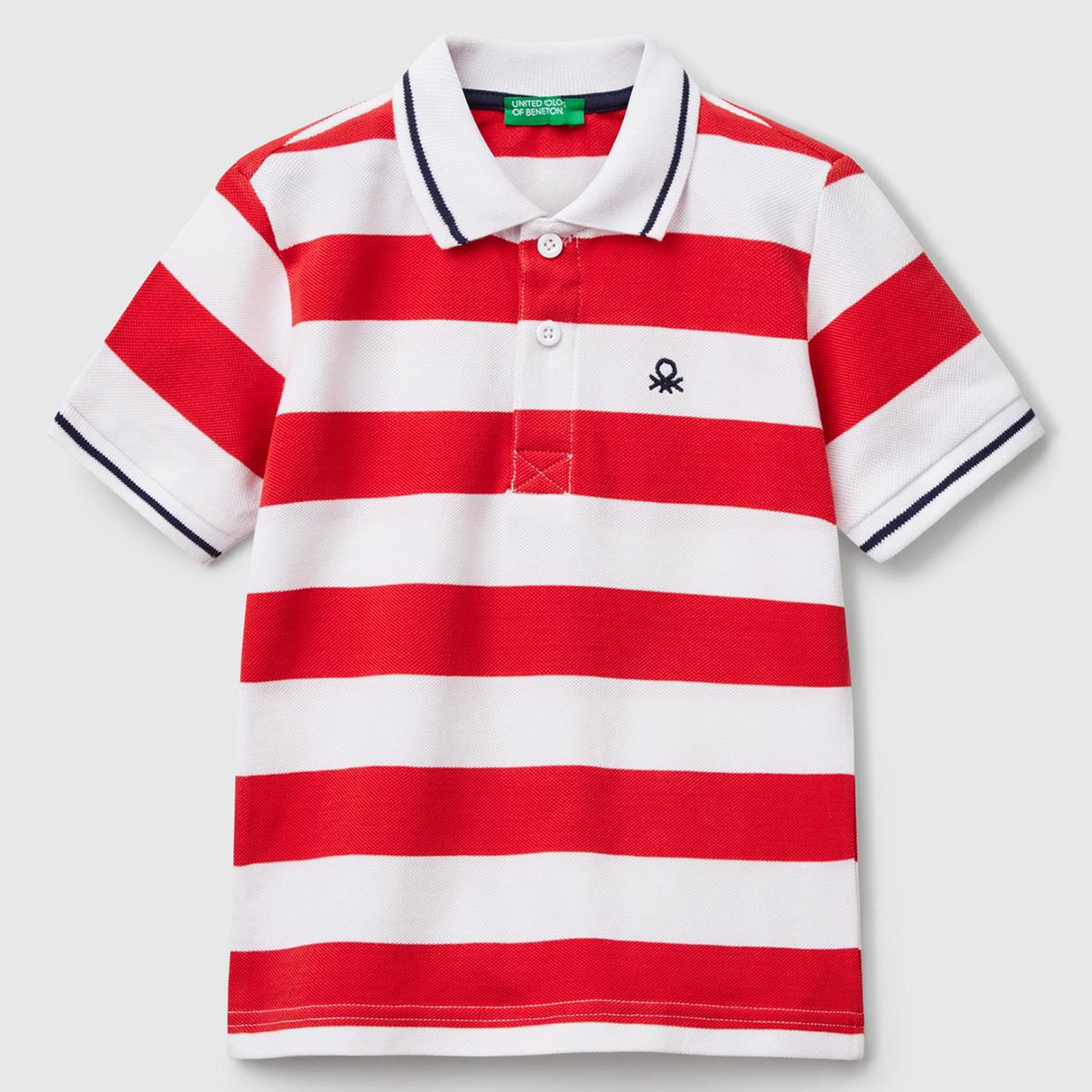 Erkek Çocuk Kırmızı Çizgili Logo İşlemeli Polo T-Shirt