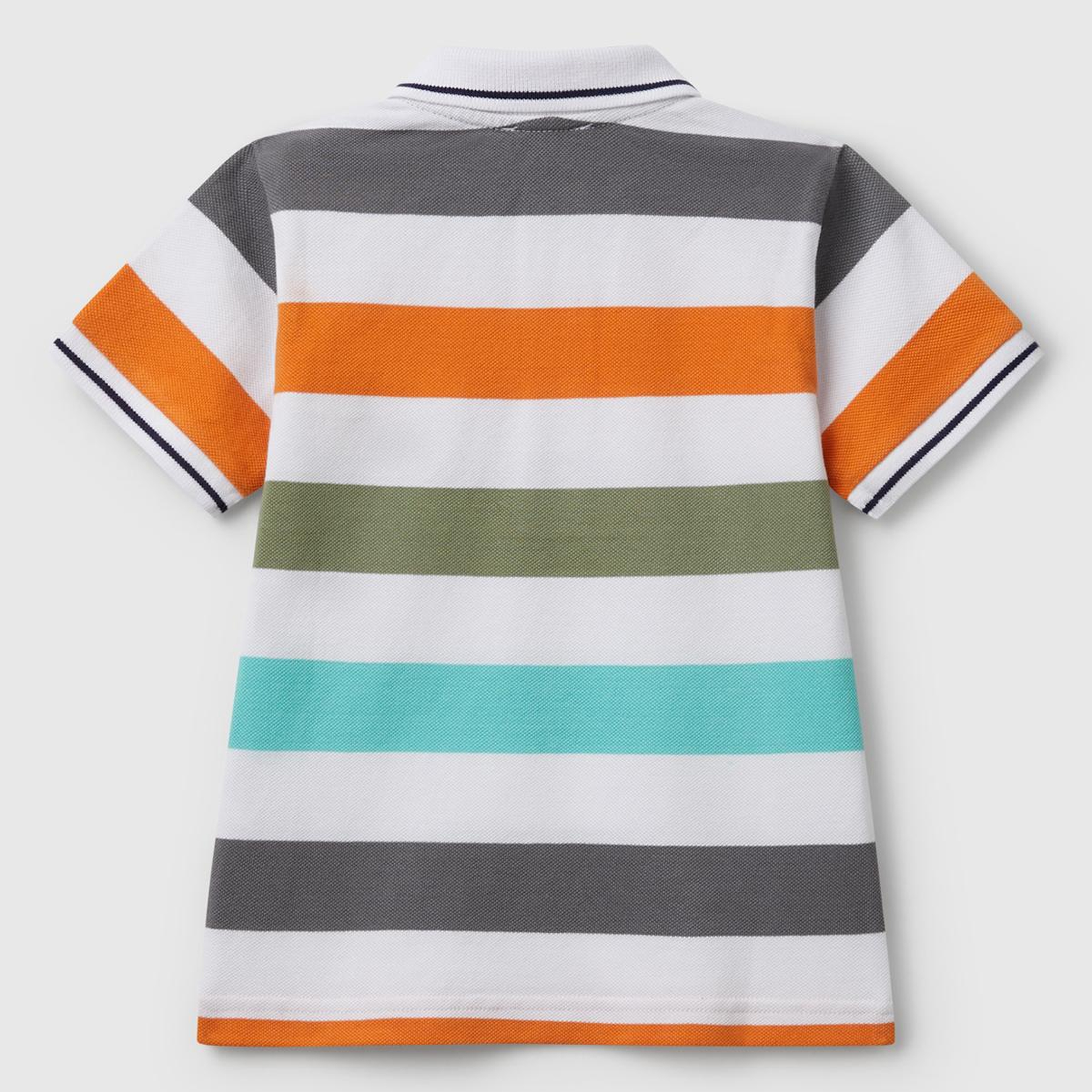 Erkek Çocuk Turuncu Mix Çizgili Logo İşlemeli Polo T-Shirt