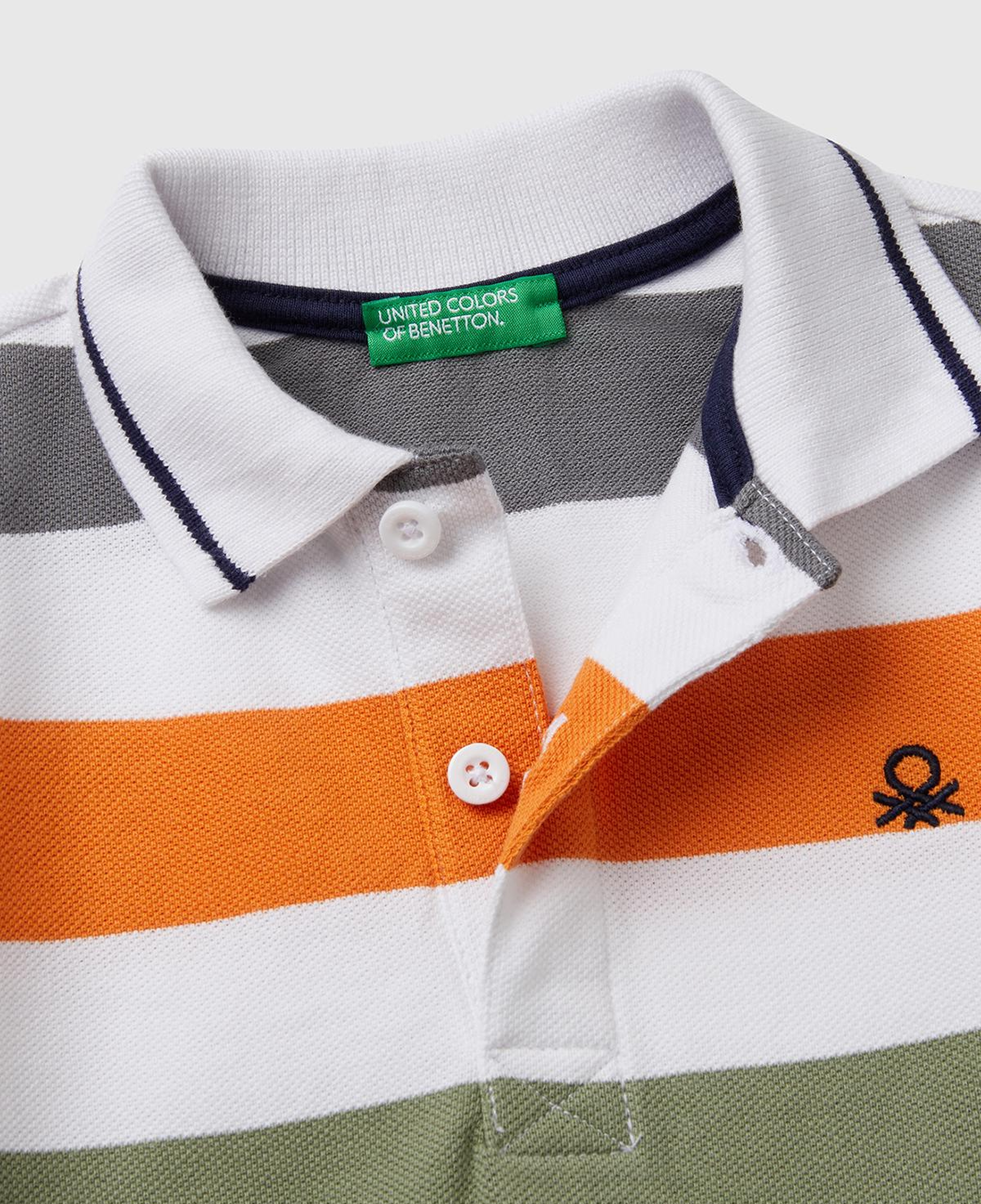 Erkek Çocuk Turuncu Mix Çizgili Logo İşlemeli Polo T-Shirt