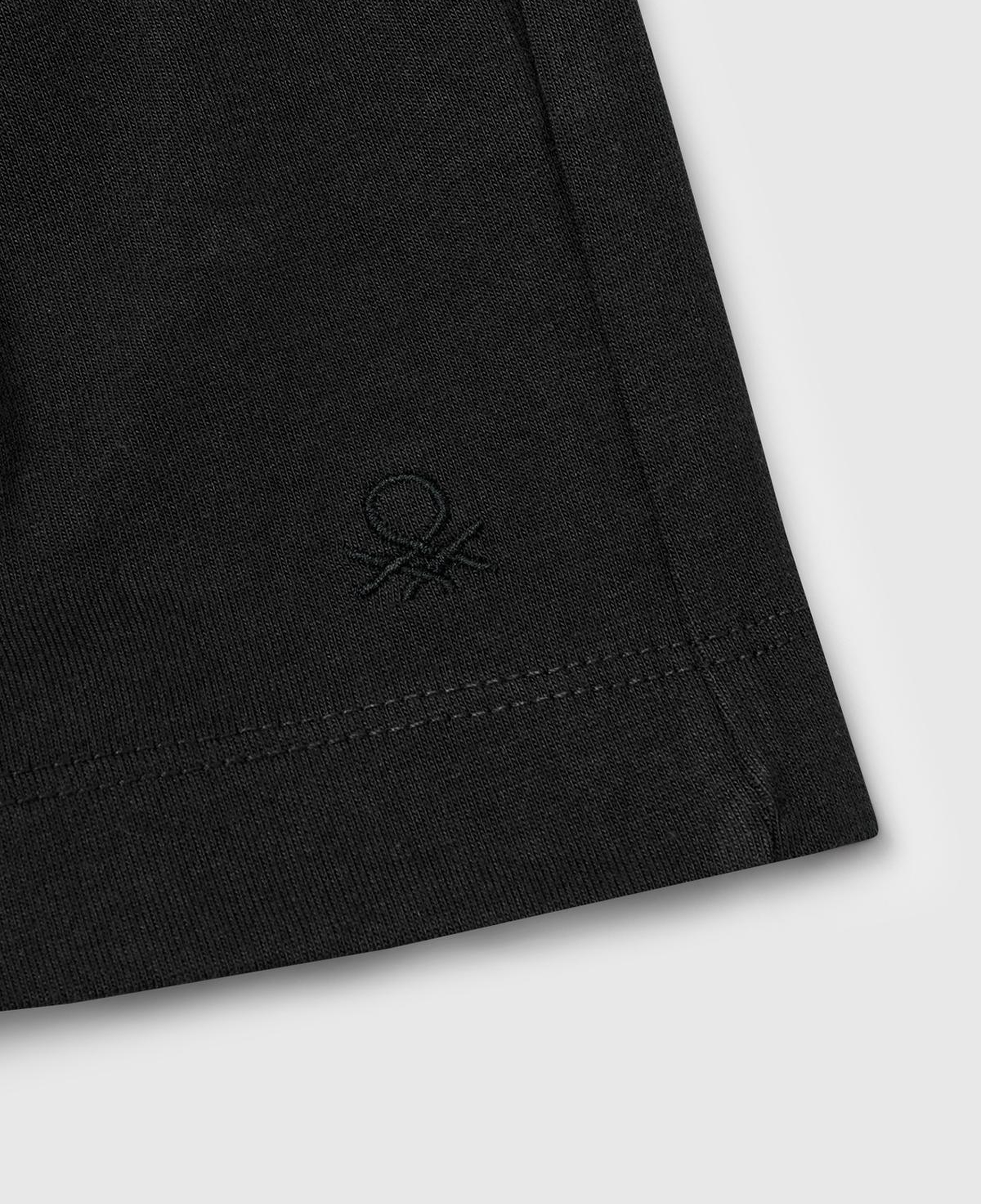 Kız Çocuk Siyah Logo İşlemeli Beli İpli Şort