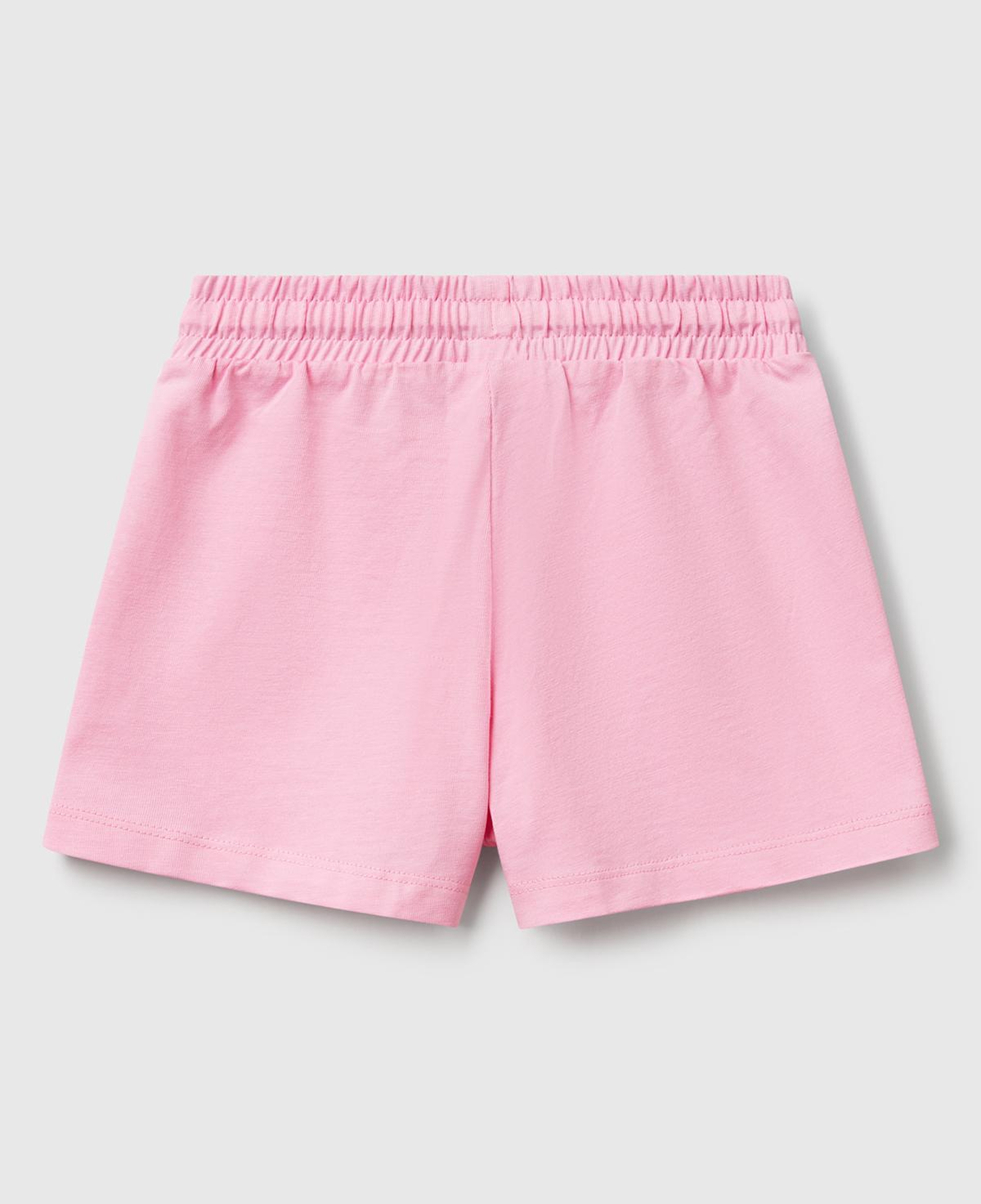 Kız Çocuk Pembe Logo İşlemeli Beli İpli Şort
