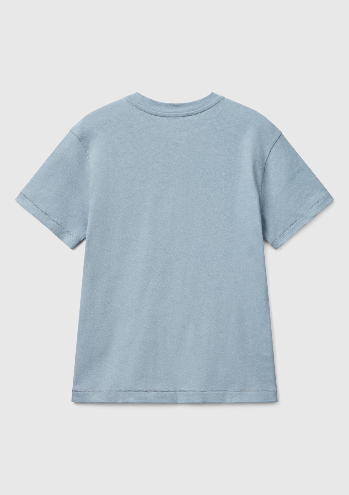 Erkek Çocuk Mavi Logo İşlemeli Hakim Yaka T-Shirt