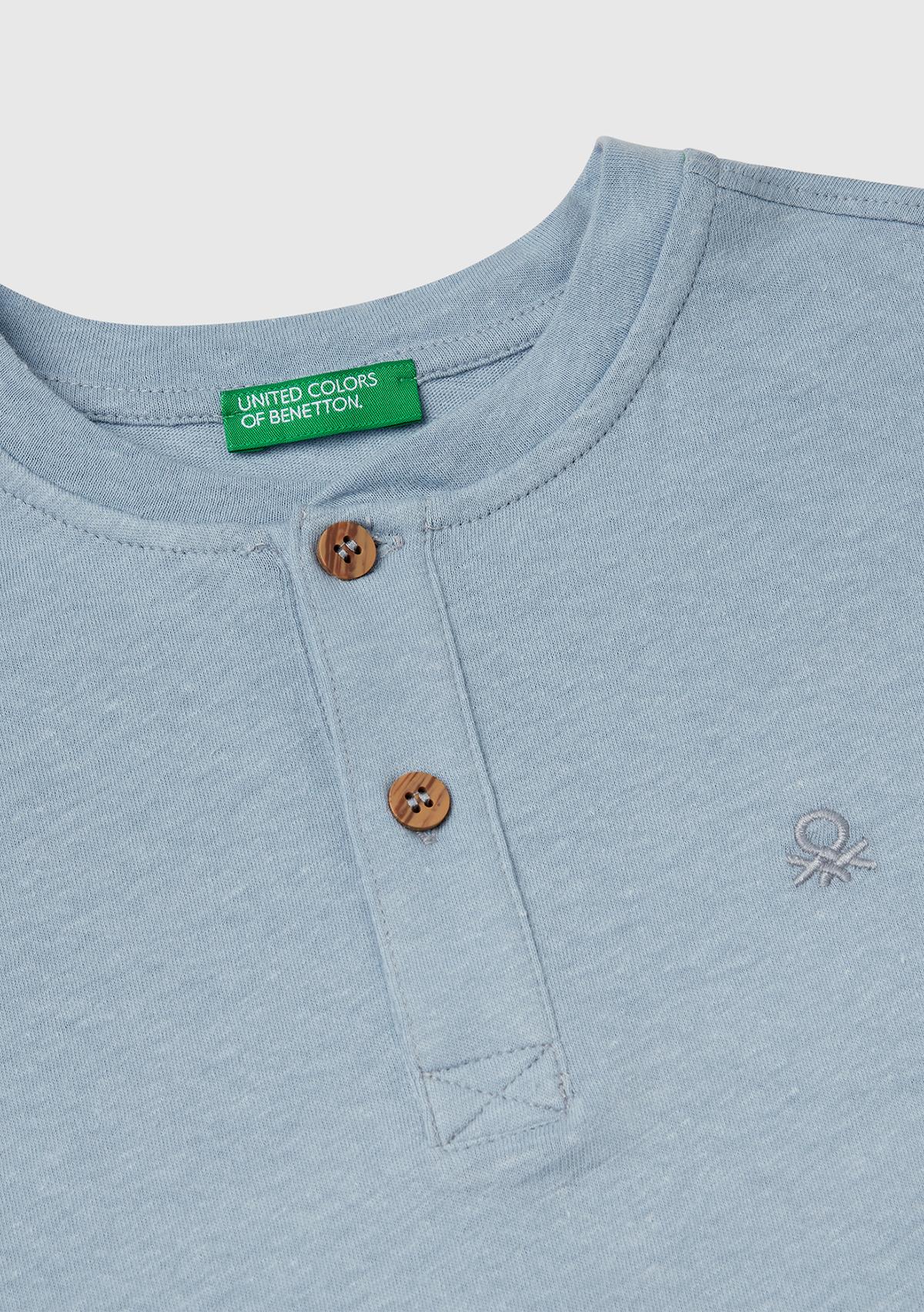 Erkek Çocuk Mavi Logo İşlemeli Hakim Yaka T-Shirt