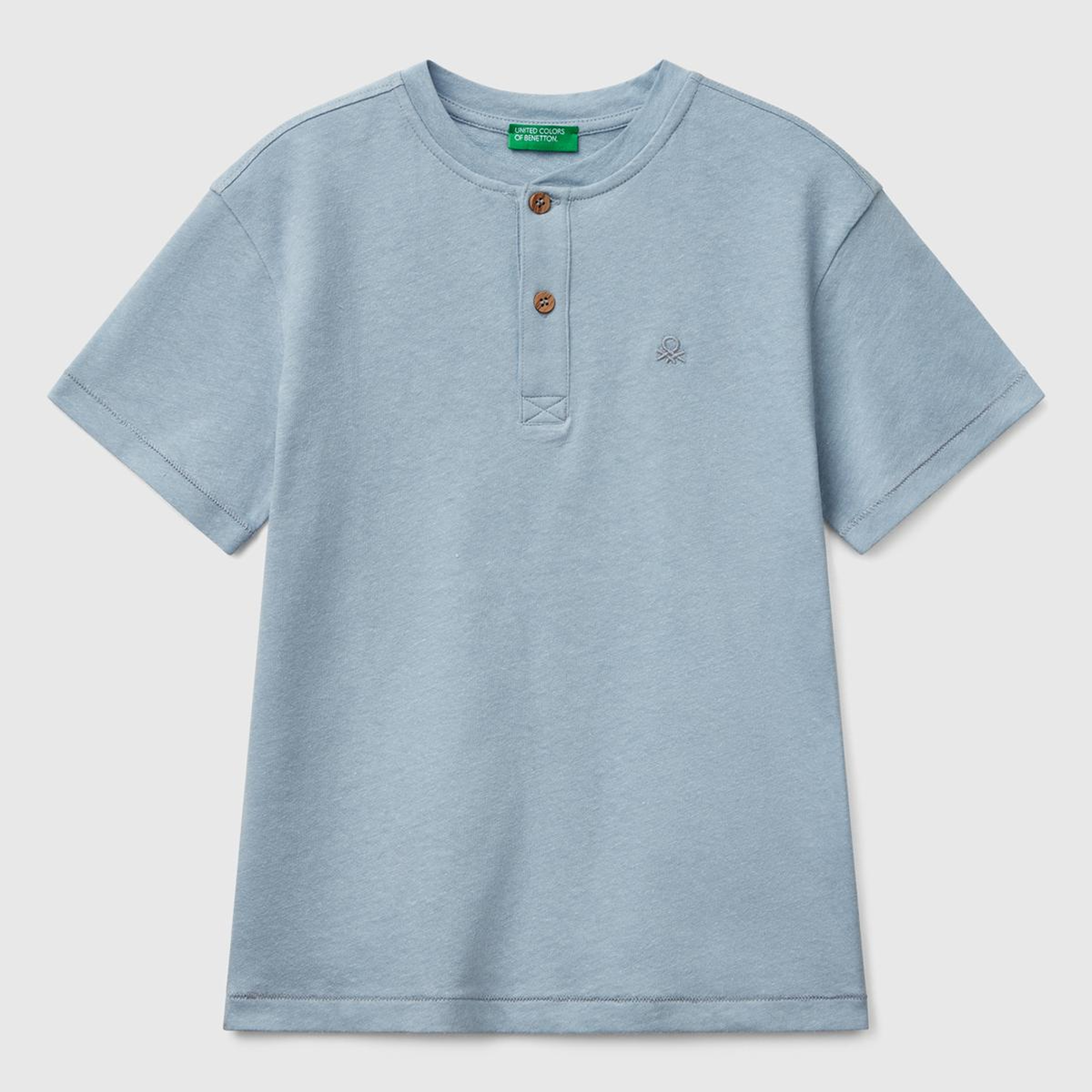 Erkek Çocuk Mavi Logo İşlemeli Hakim Yaka T-Shirt