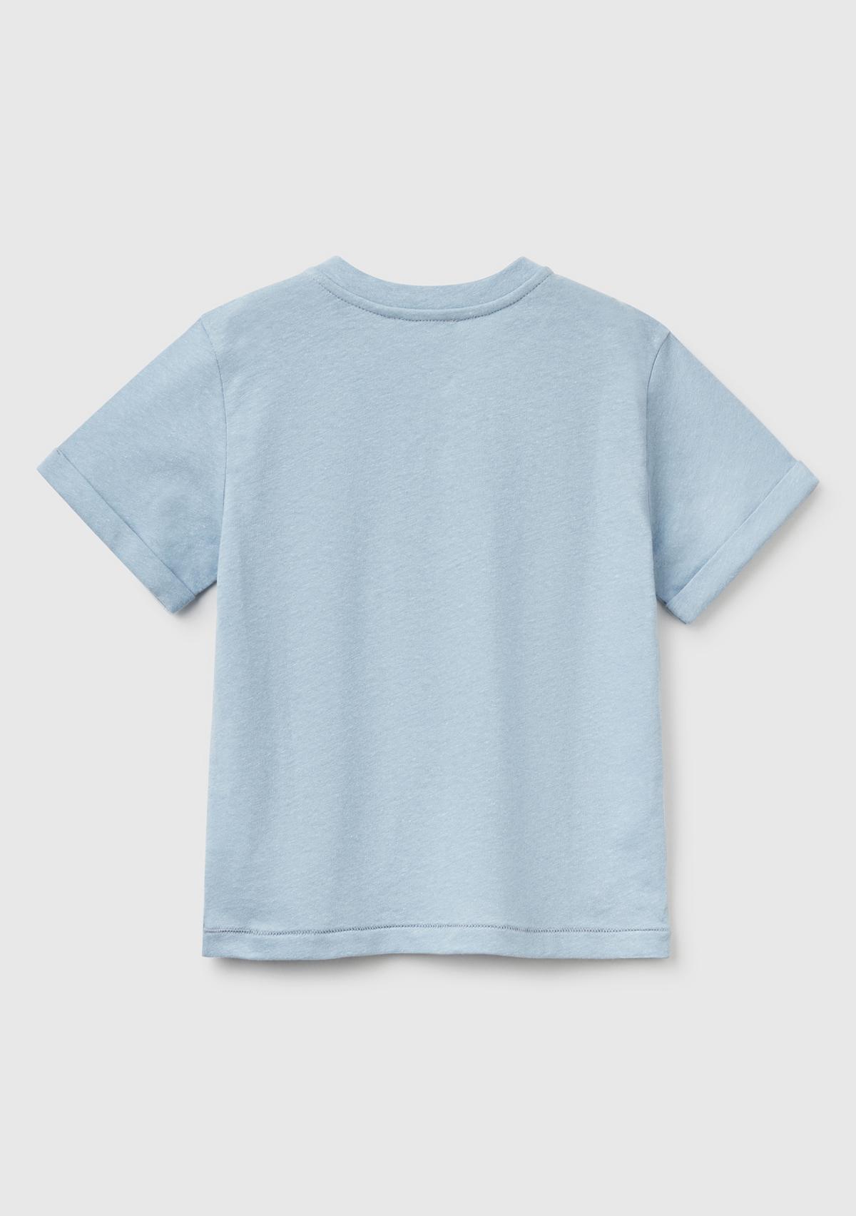 Erkek Çocuk Mavi Önü Cep Detaylı Hakim Yaka T-Shirt
