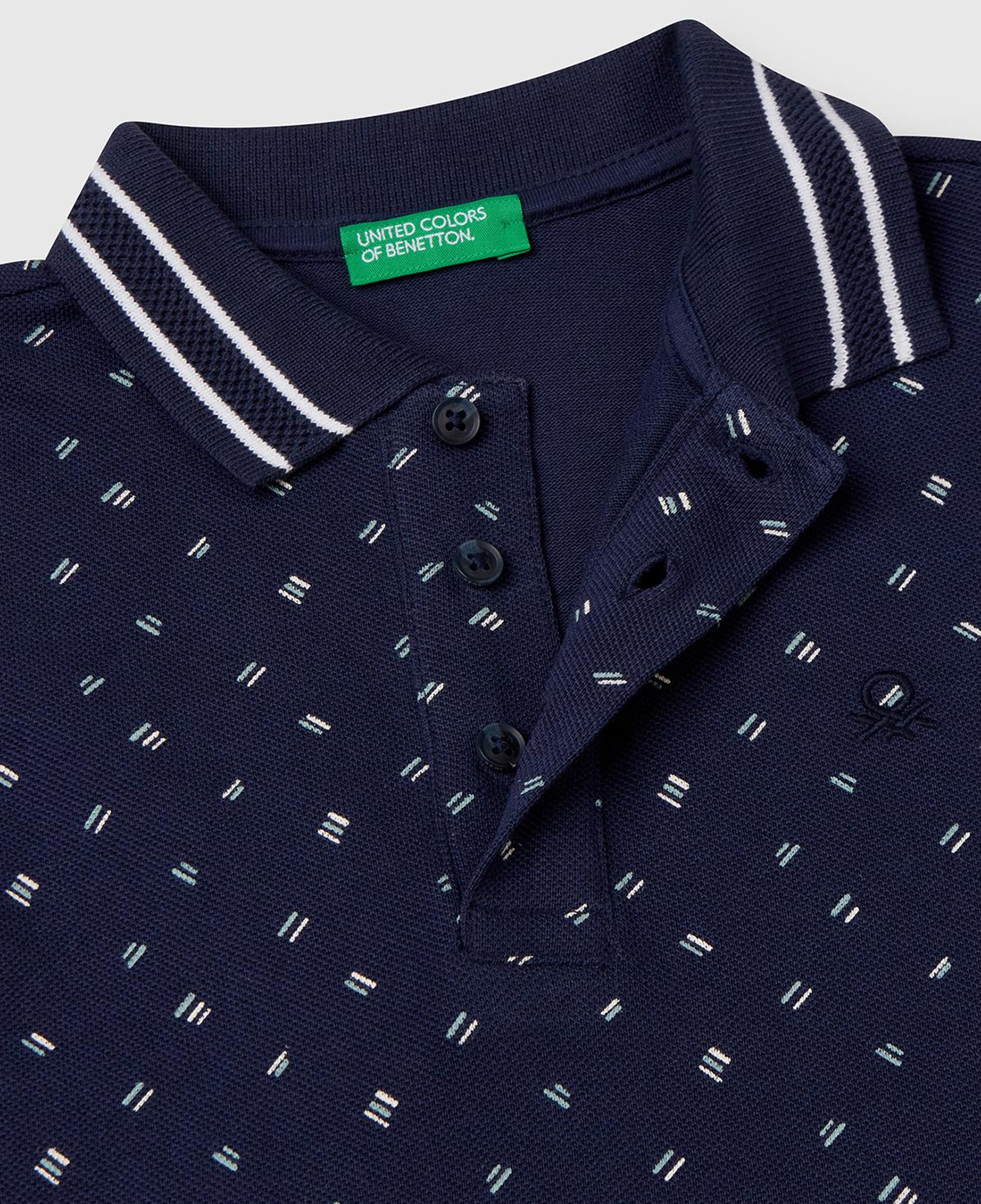 Erkek Çocuk Lacivert Desenli Çizgili Polo T-Shirt