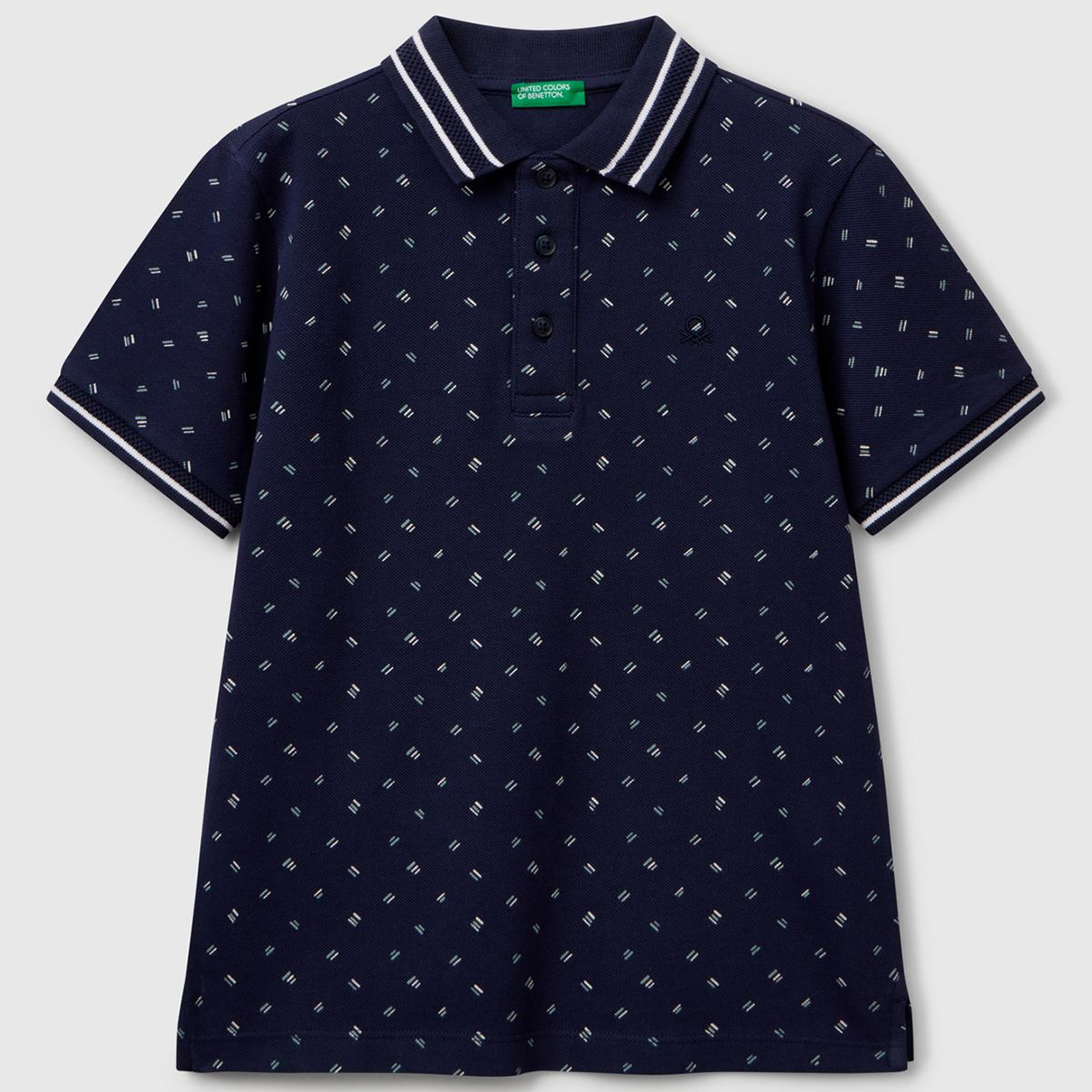 Erkek Çocuk Lacivert Desenli Çizgili Polo T-Shirt