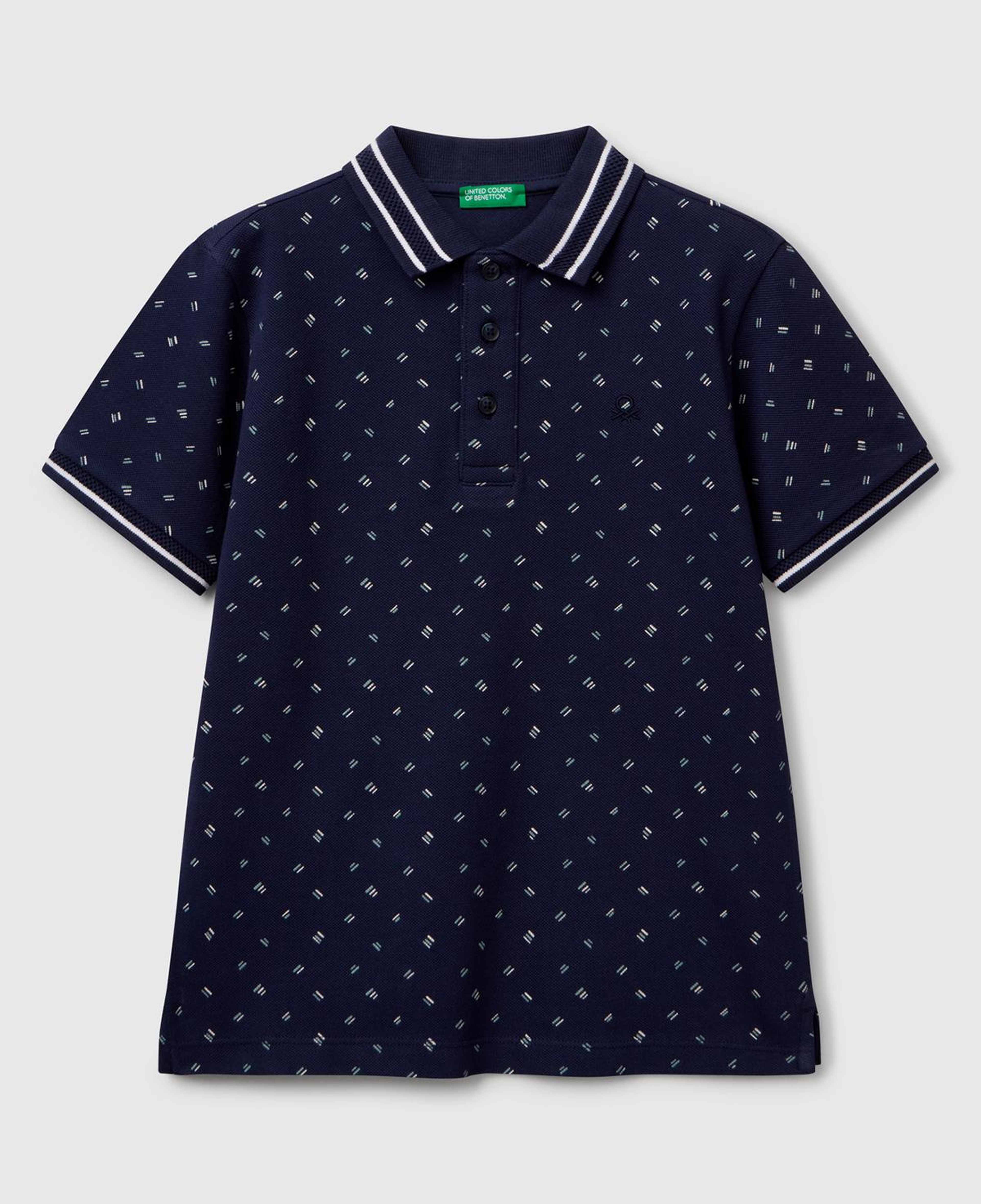 Erkek Çocuk Lacivert Desenli Çizgili Polo T-Shirt