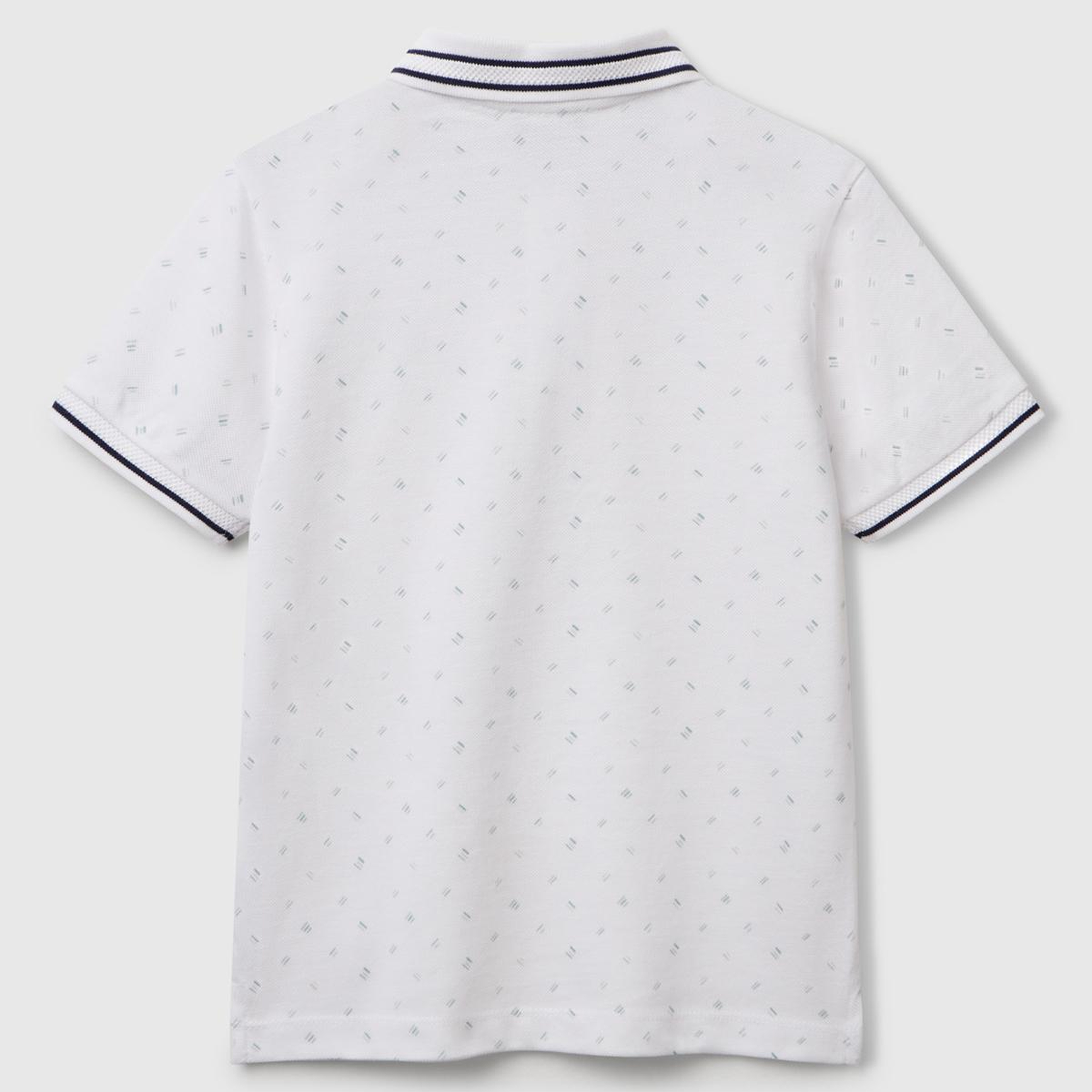 Erkek Çocuk Beyaz Desenli Çizgili Polo T-Shirt