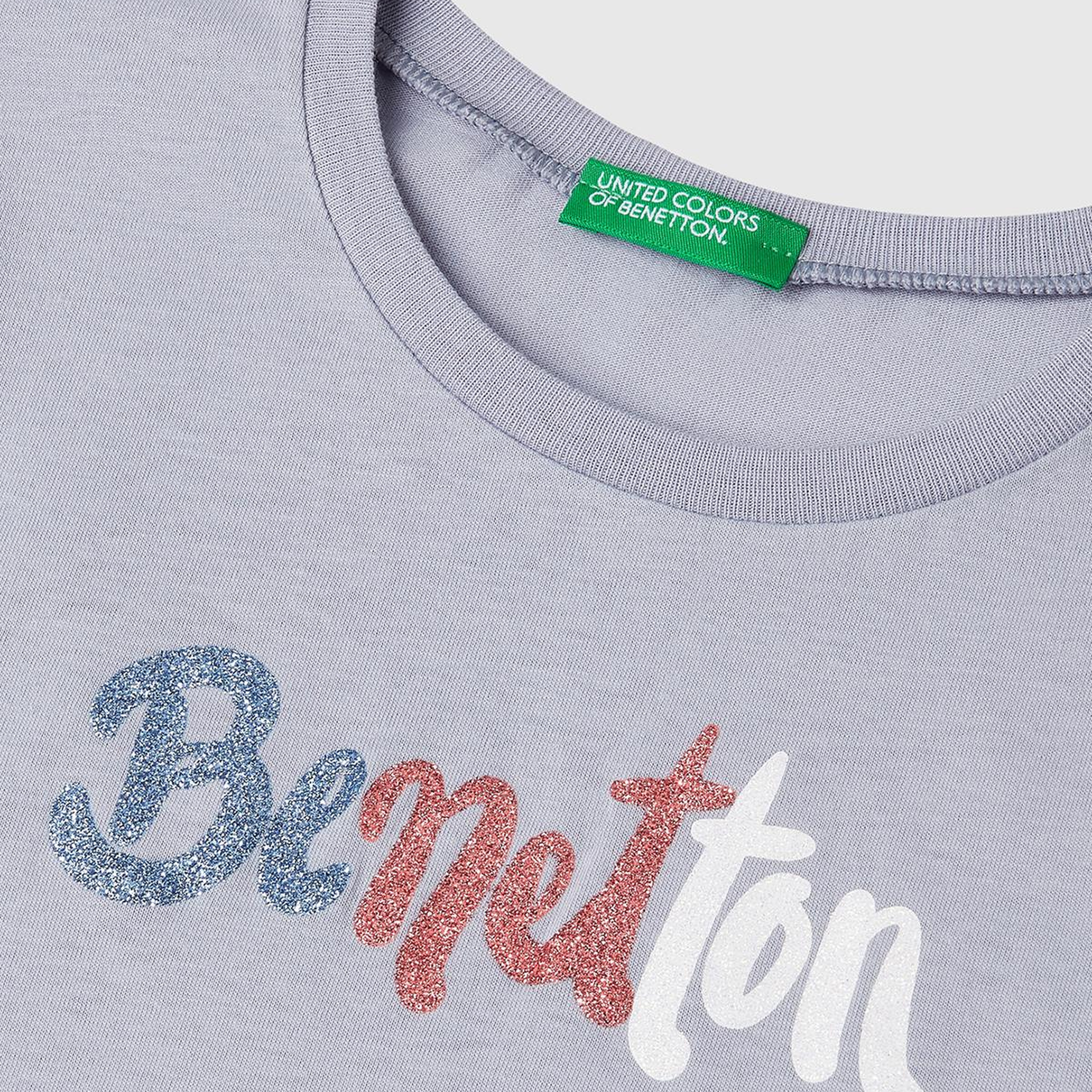 Kız Çocuk Lila Simli Logo Baskılı T-Shirt