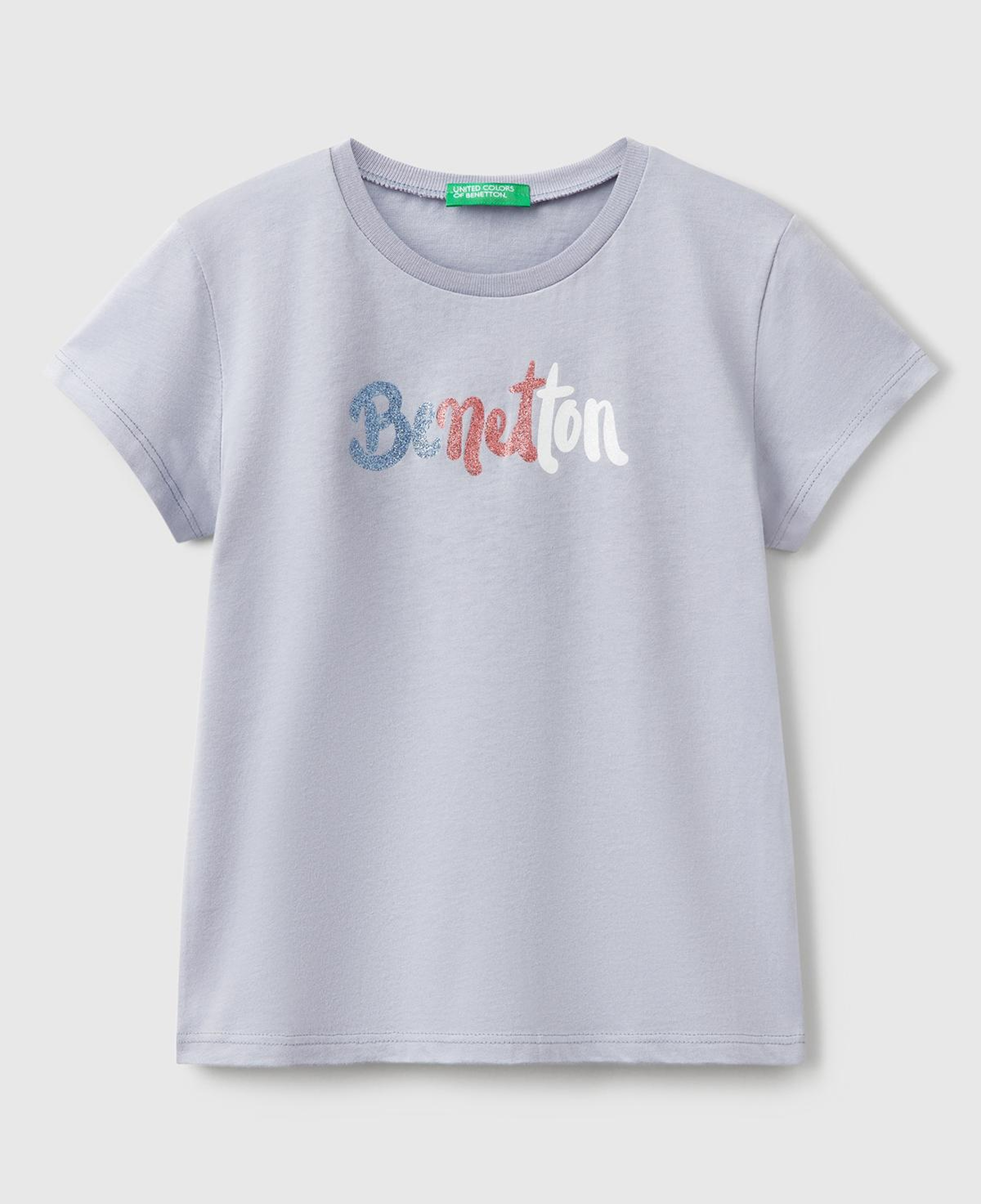 Kız Çocuk Lila Simli Logo Baskılı T-Shirt