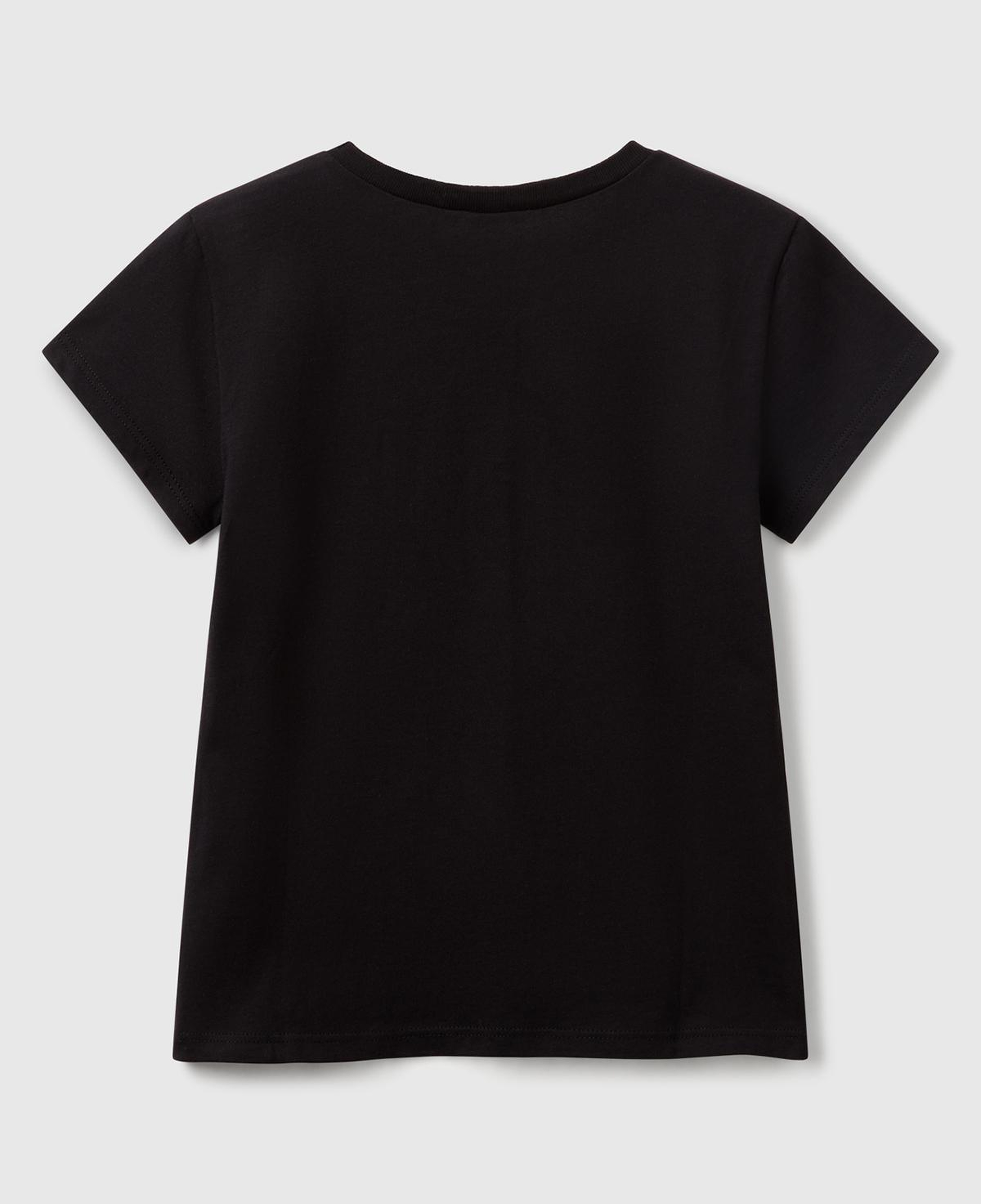 Kız Çocuk Siyah Simli Logo Baskılı T-Shirt