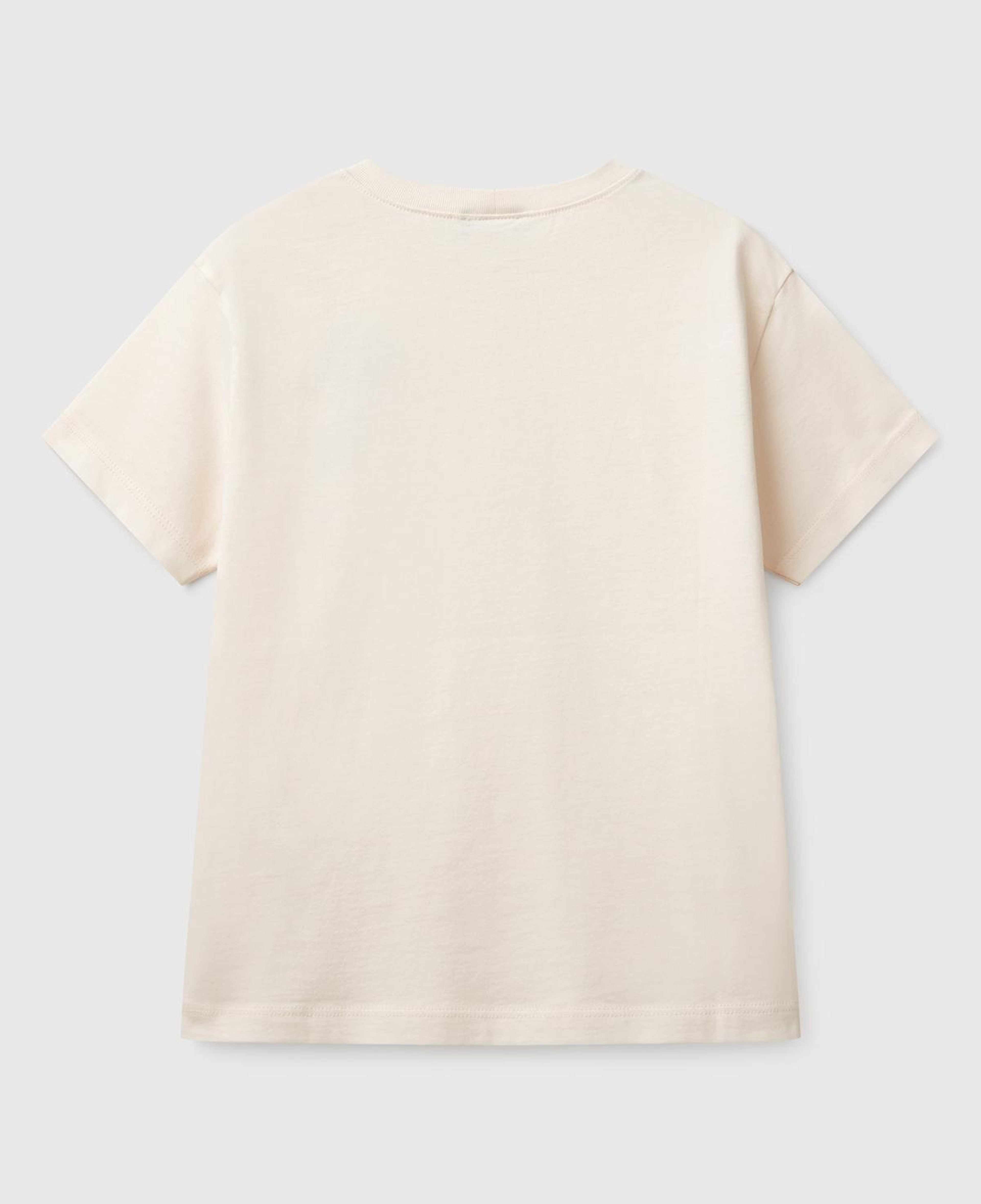 Erkek Çocuk Ekru Benetton Logo Baskılı T-Shirt