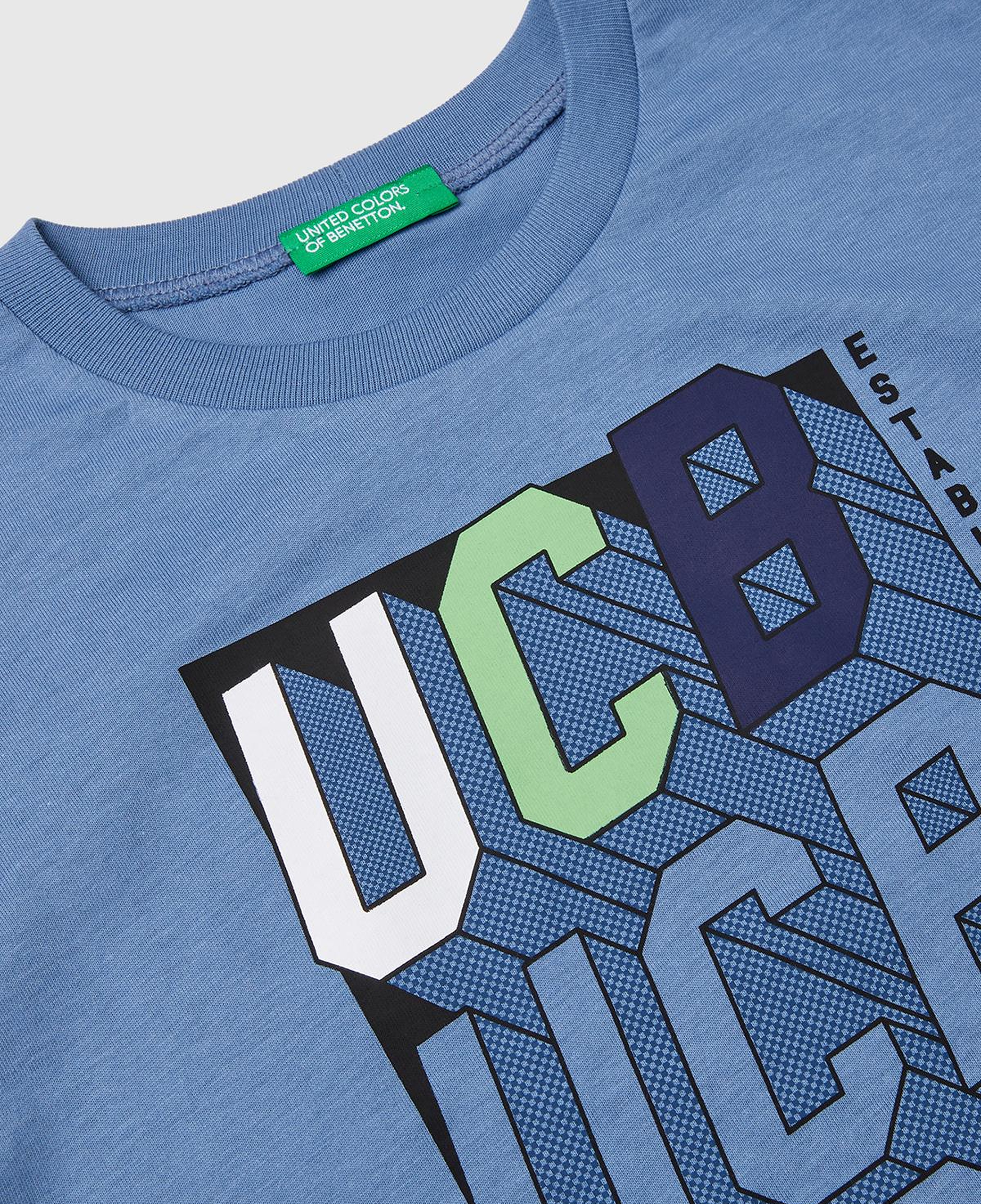 Erkek Çocuk Havacı Mavi Benetton Logo Baskılı T-Shirt