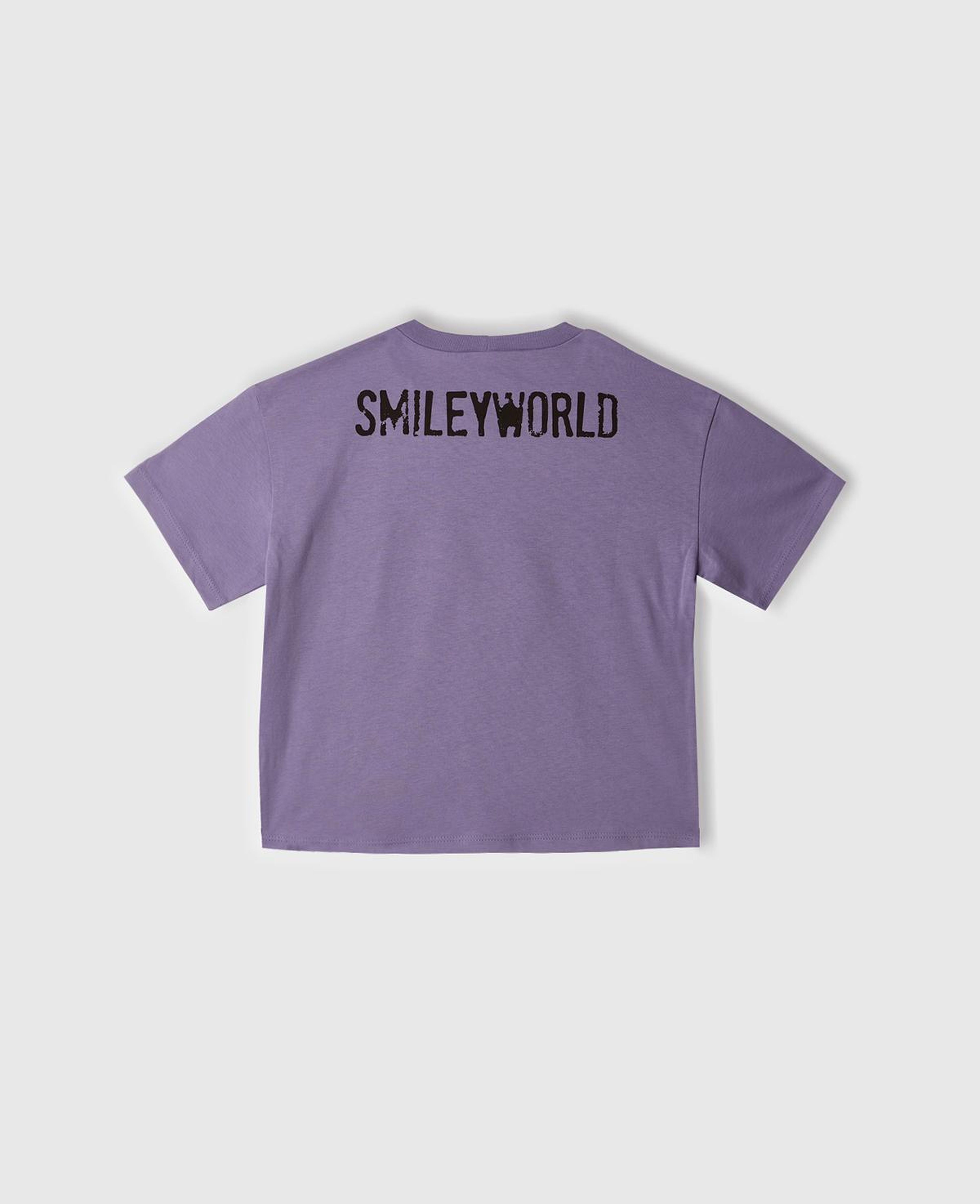 Kız Çocuk Mor Smiley World Baskılı Logo Etiketli T-Shirt
