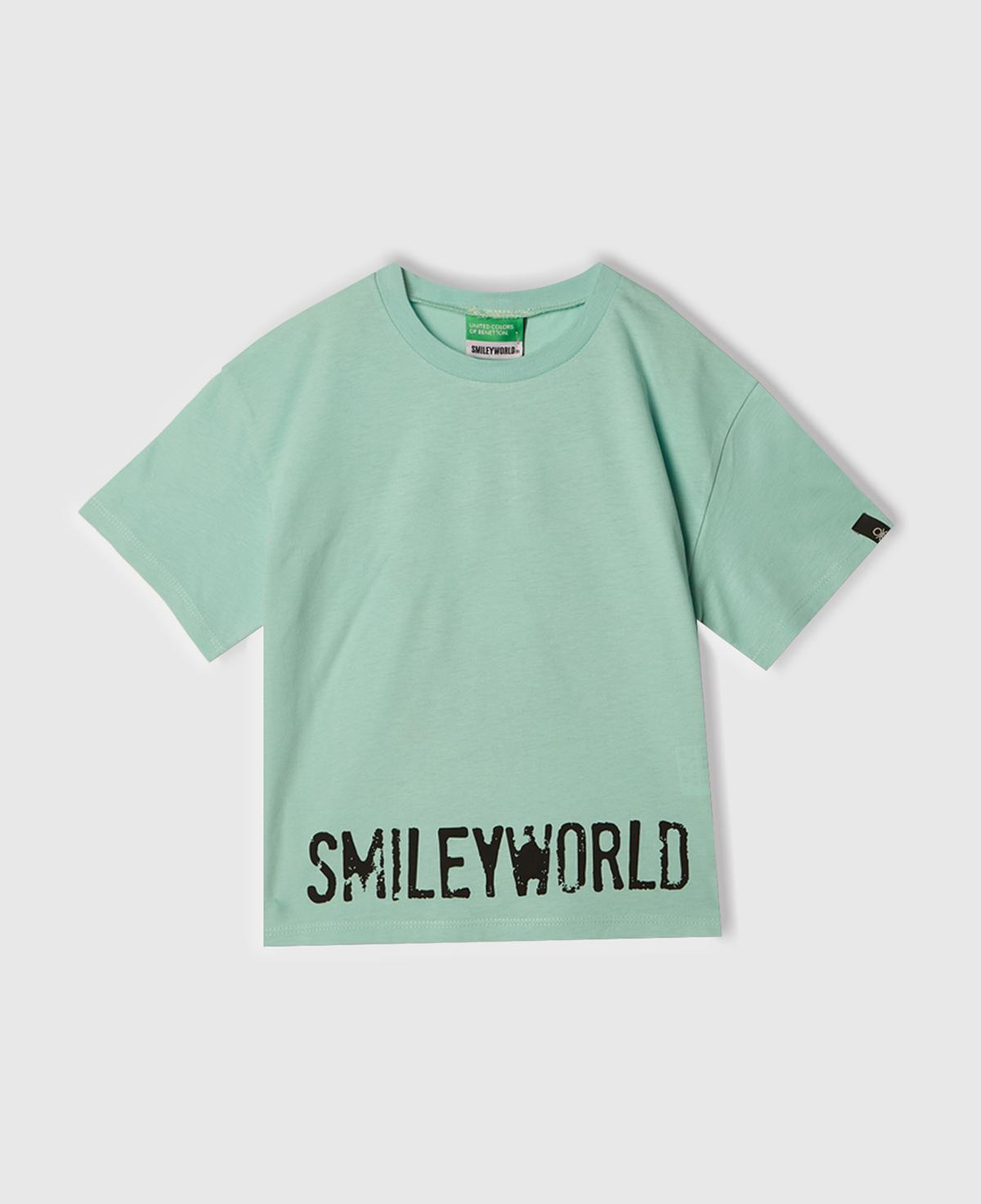 Kız Çocuk Su Yeşili Smiley World Baskılı Logo Etiketli T-Shirt