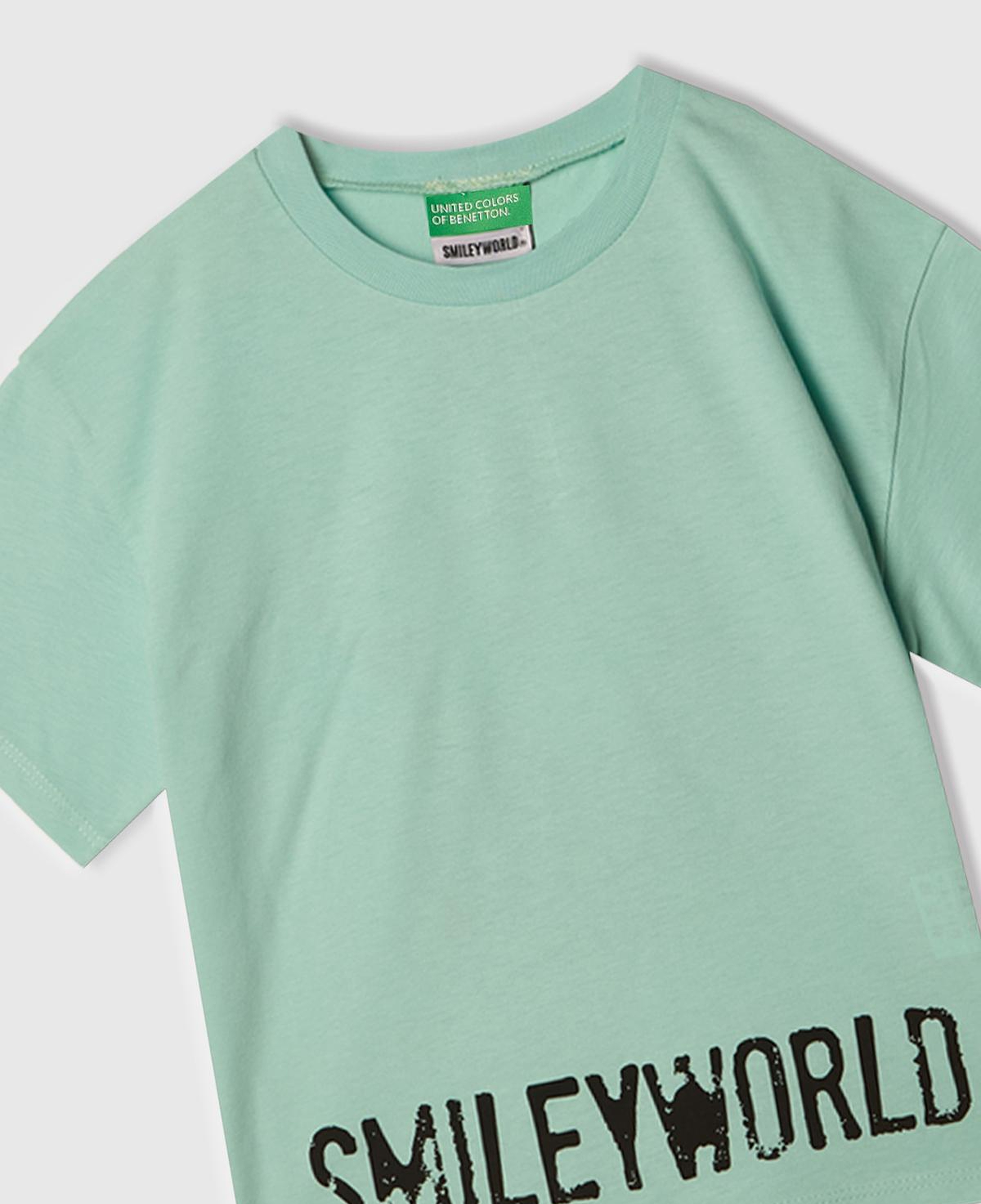 Kız Çocuk Su Yeşili Smiley World Baskılı Logo Etiketli T-Shirt