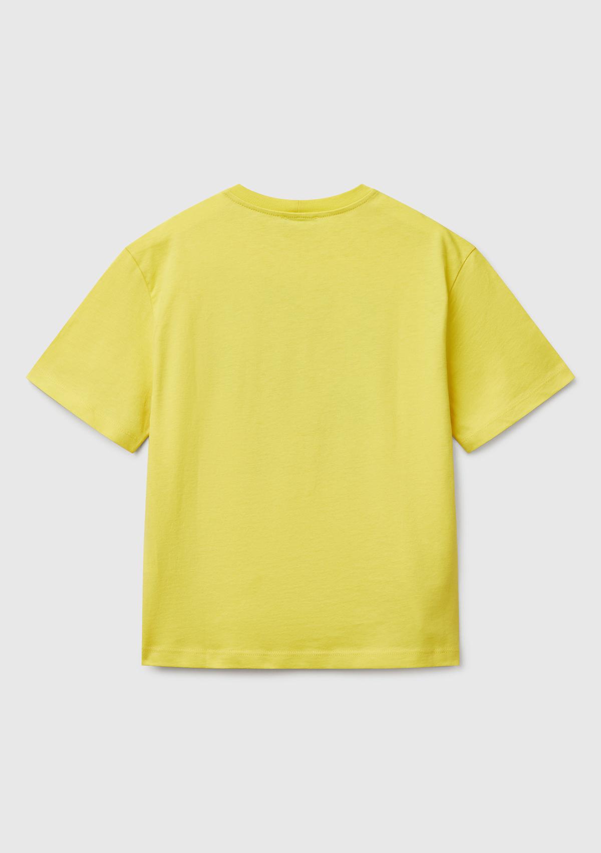 Erkek Çocuk Sarı Slogan Baskılı T-Shirt