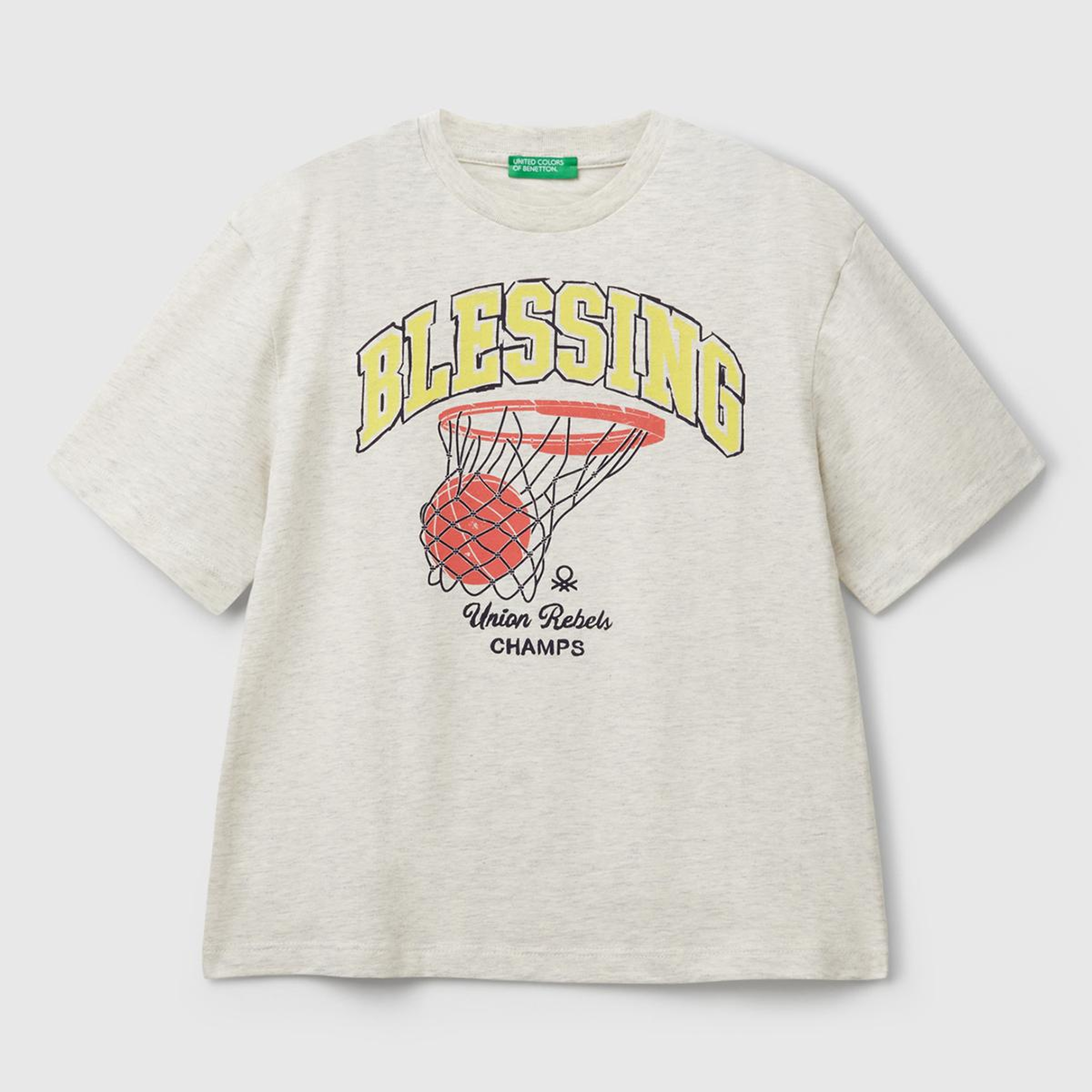 Erkek Çocuk Açık Gri Melanj Slogan Baskılı T-Shirt