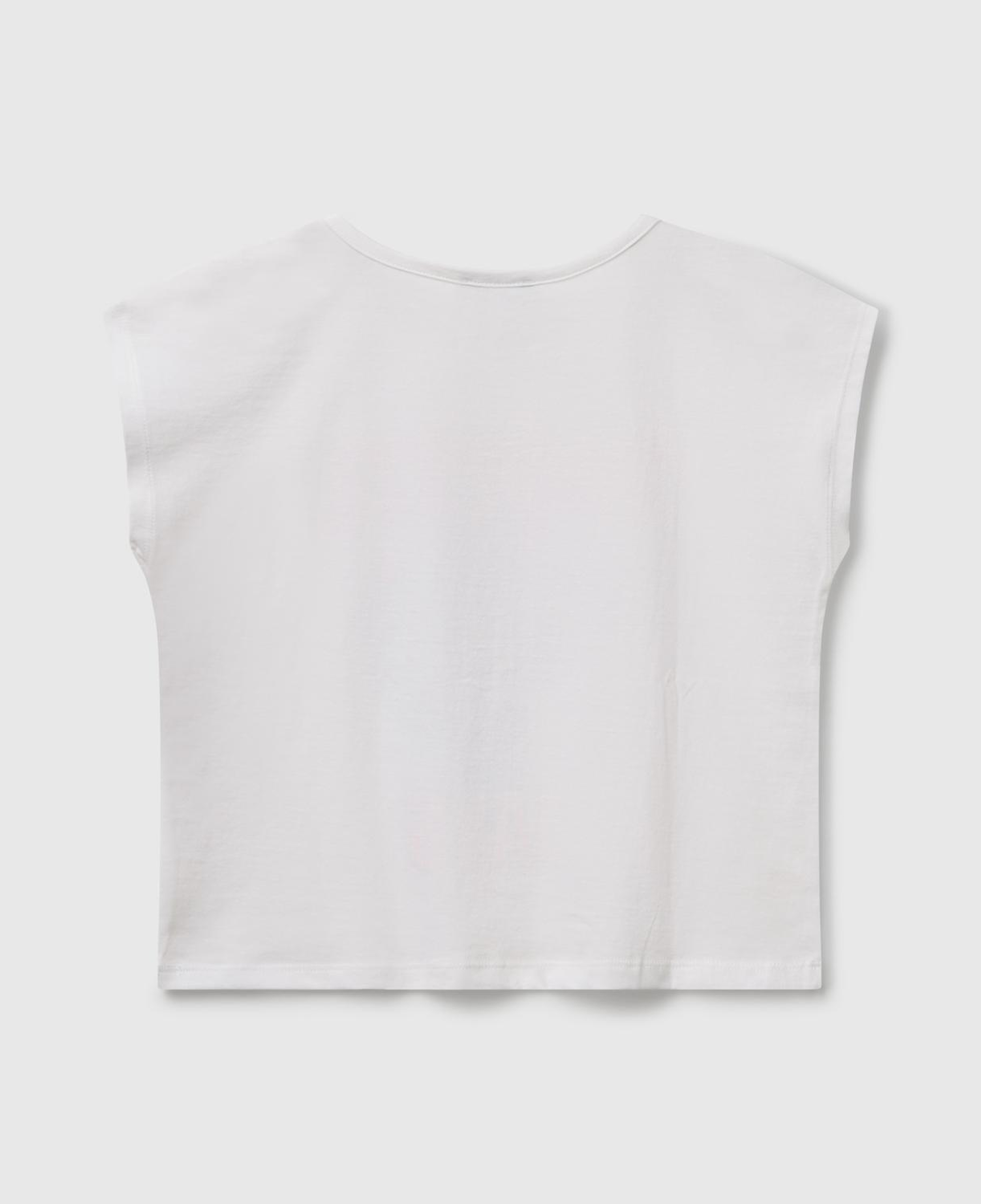 Kız Çocuk Beyaz Baskılı Payet İşleme Detaylı T-Shirt