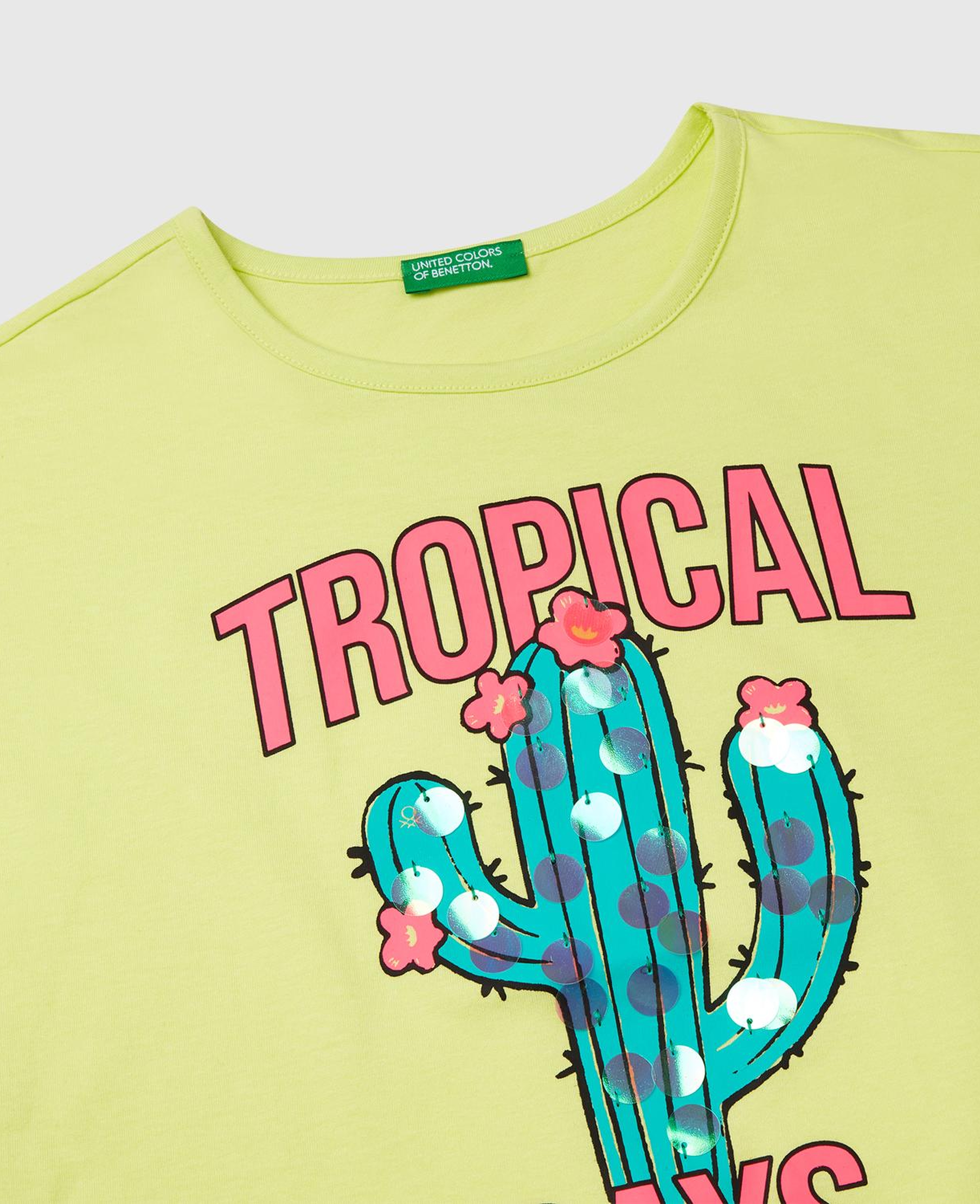 Kız Çocuk Sarı Baskılı Payet İşleme Detaylı T-Shirt