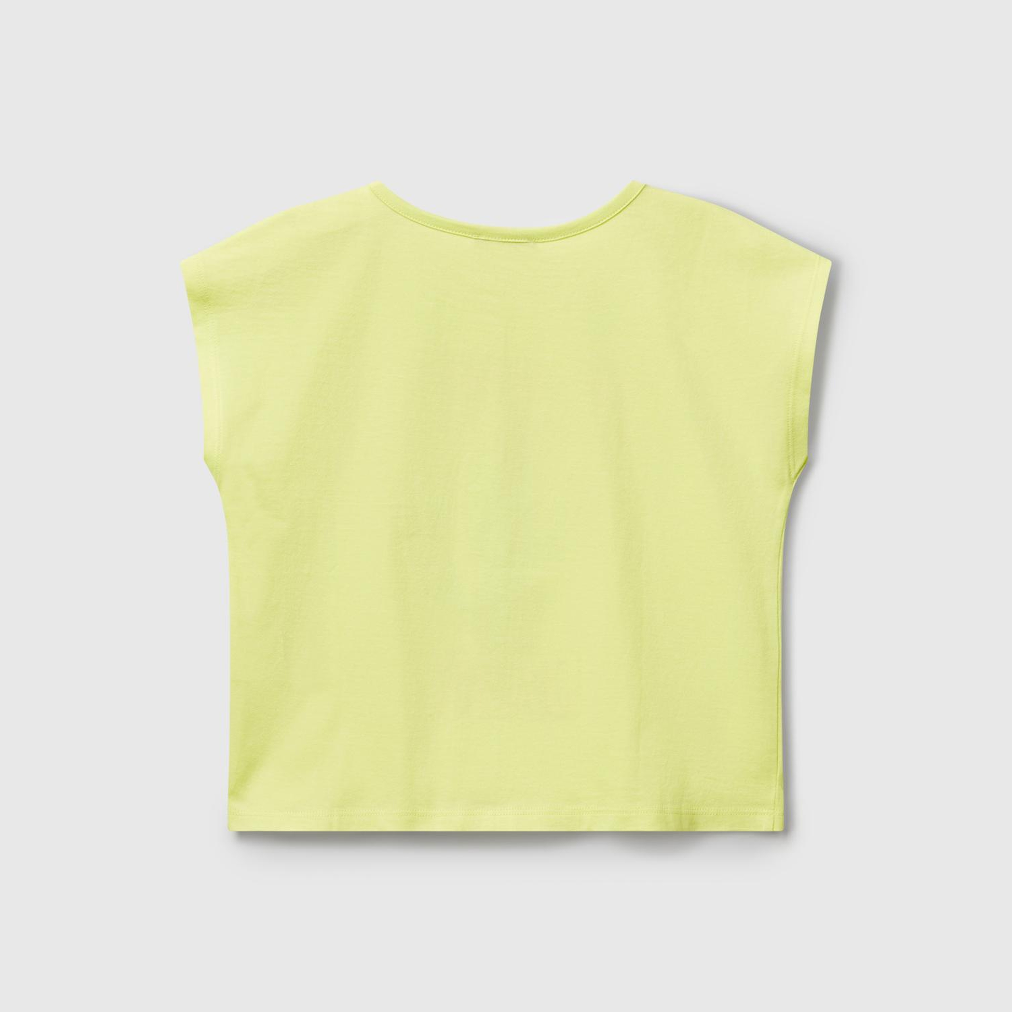 Kız Çocuk Sarı Baskılı Payet İşleme Detaylı T-Shirt
