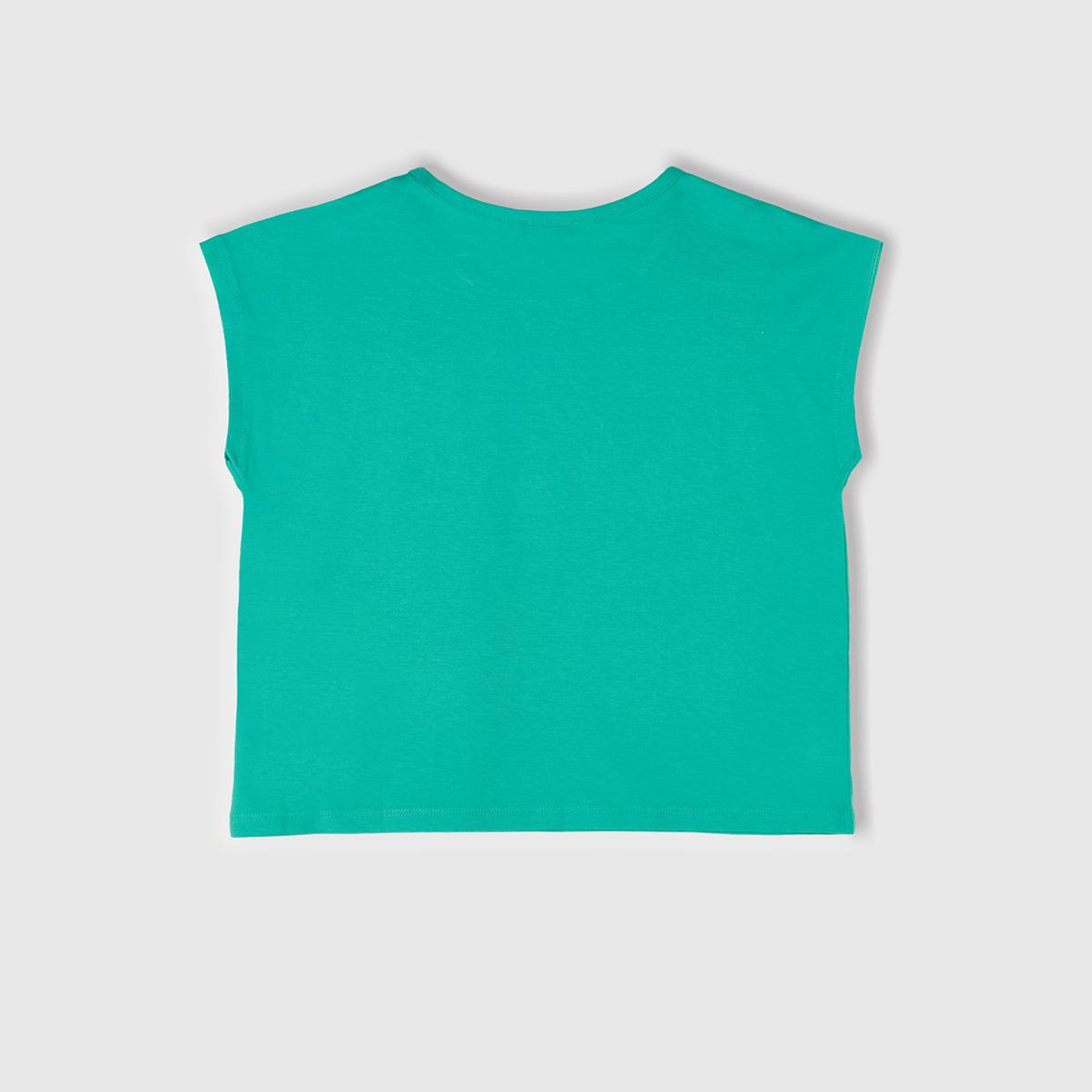 Kız Çocuk Yeşil Baskılı Payet İşleme Detaylı T-Shirt
