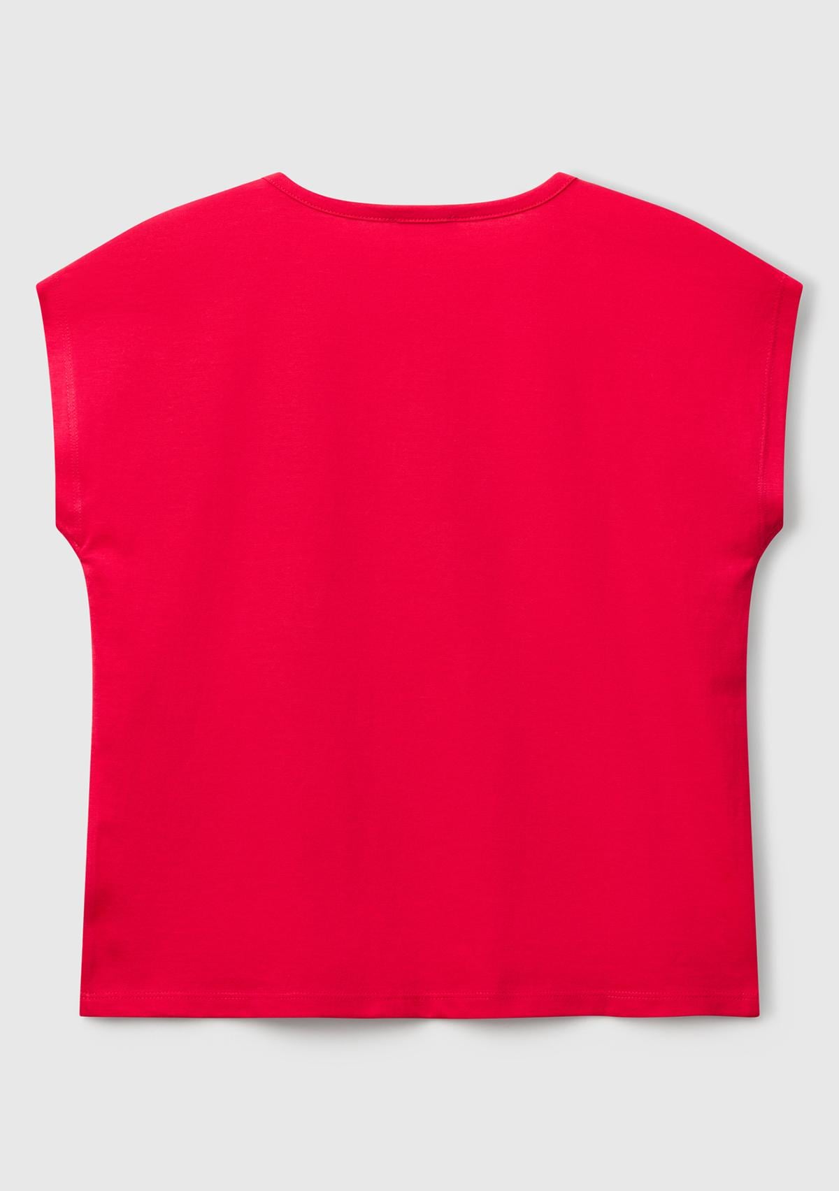 Kız Çocuk Fuşya Benetton Logo Baskılı T-Shirt