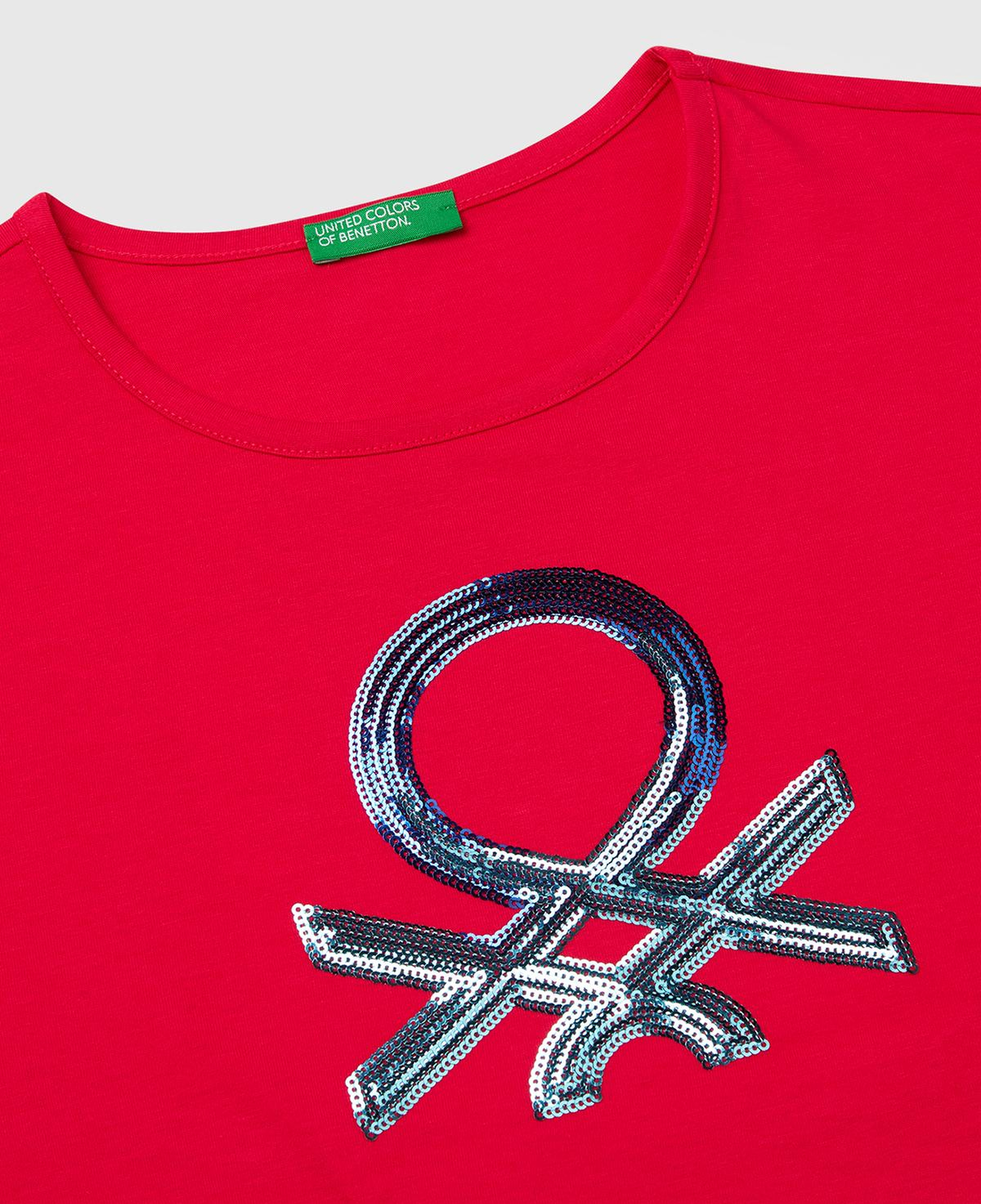 Kız Çocuk Fuşya Benetton Logo Baskılı T-Shirt