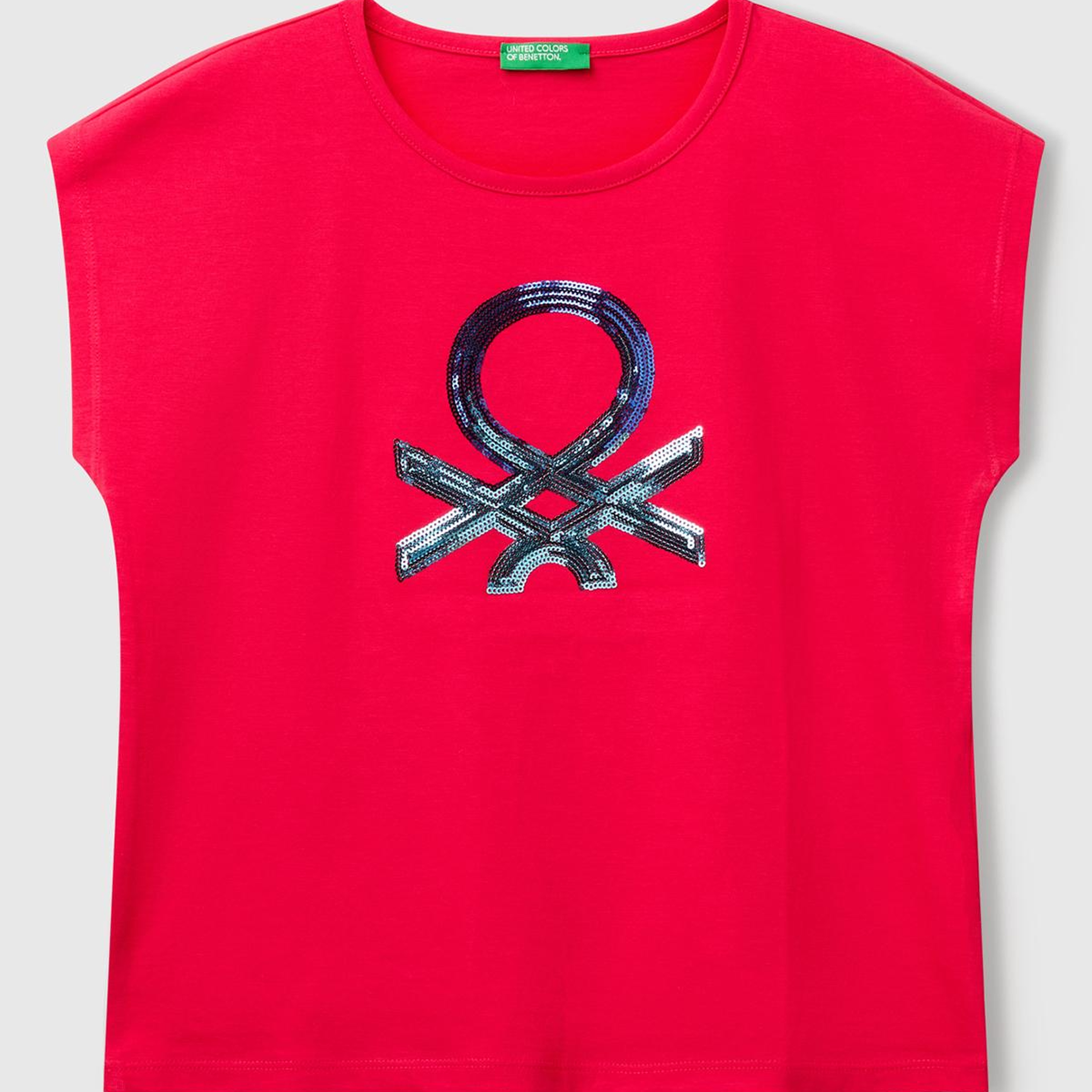 Kız Çocuk Fuşya Benetton Logo Baskılı T-Shirt