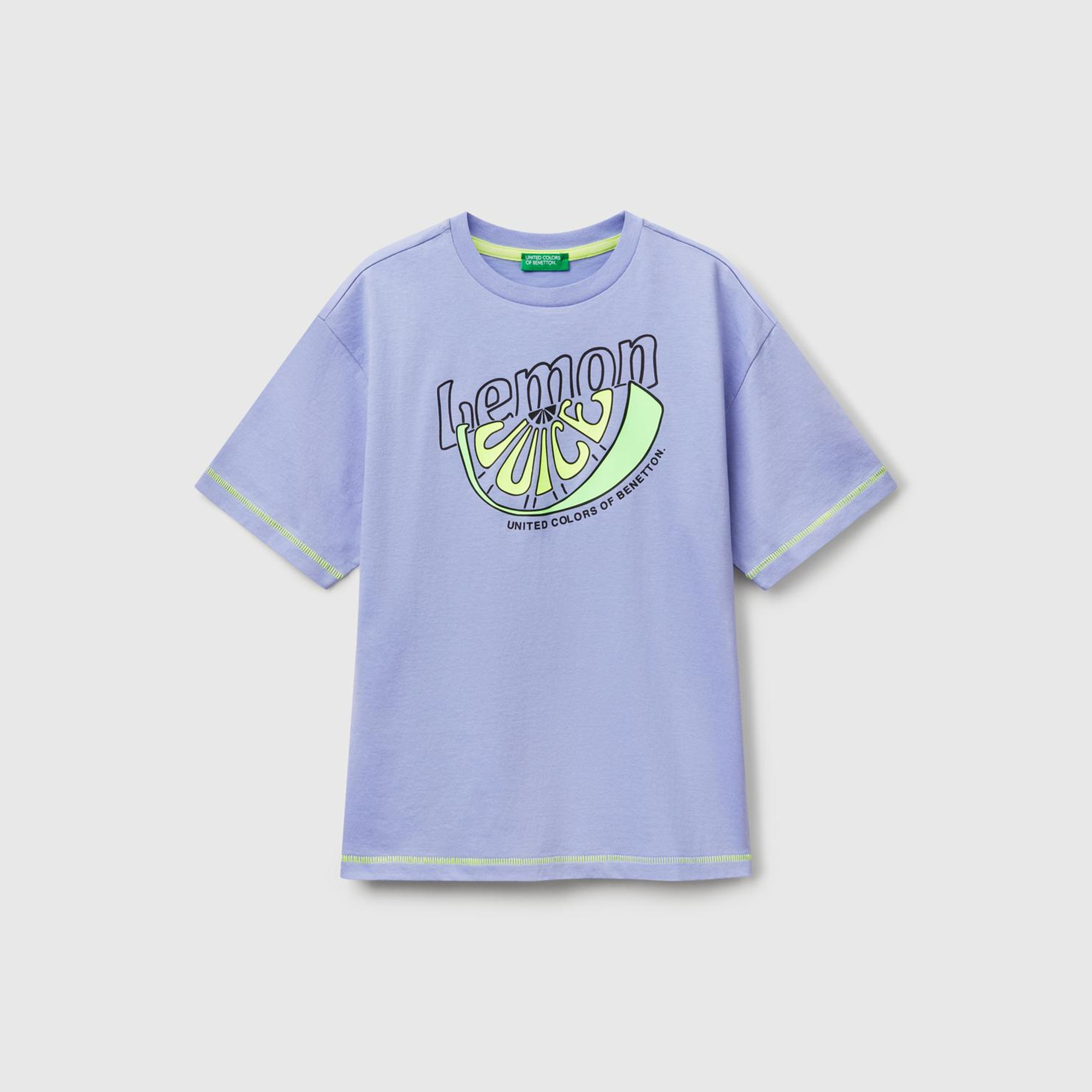 Erkek Çocuk Mor Ajurlu Önü ve Arkası Baskılı T-Shirt