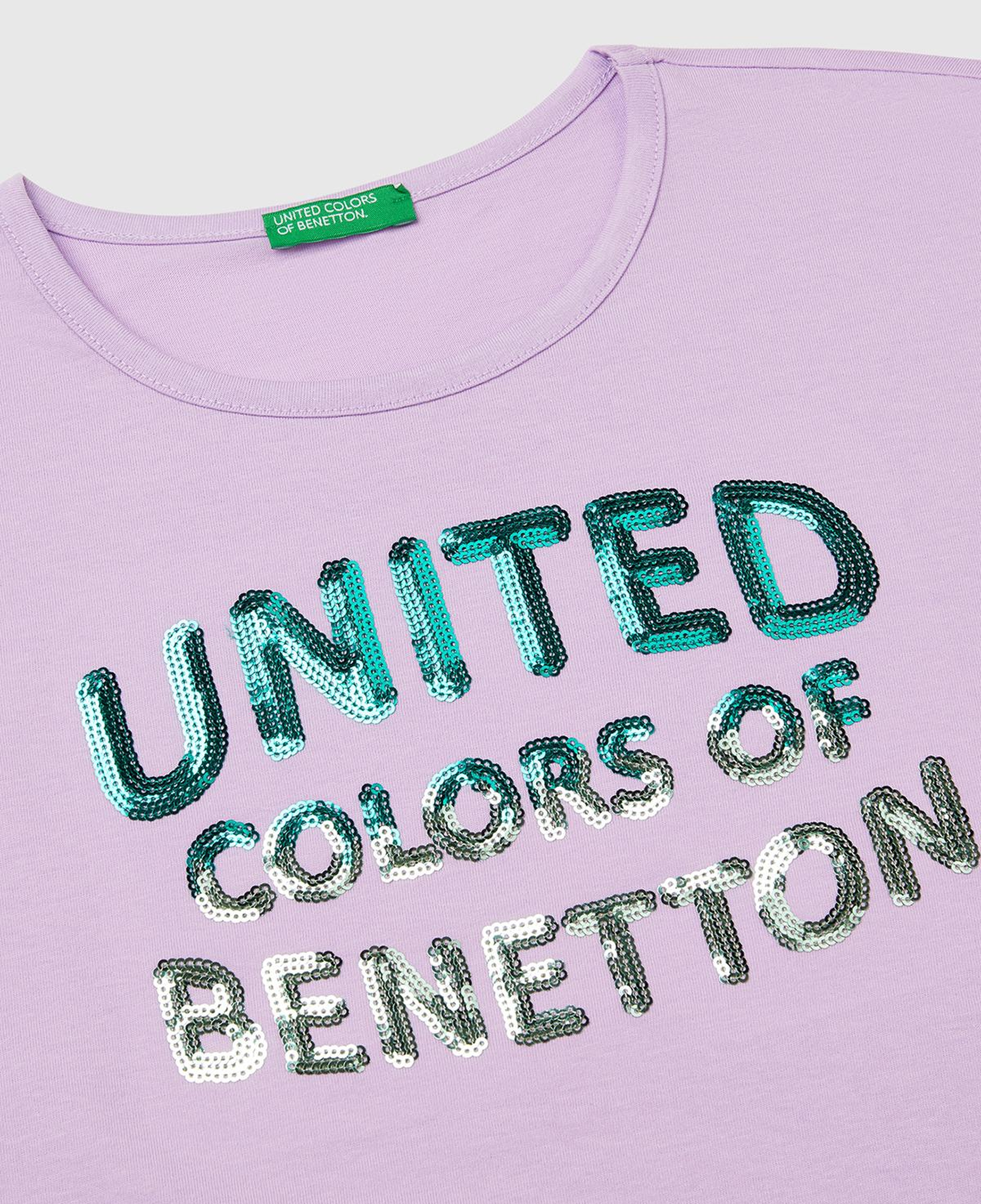 Kız Çocuk Lila Benetton Logo Baskılı T-Shirt