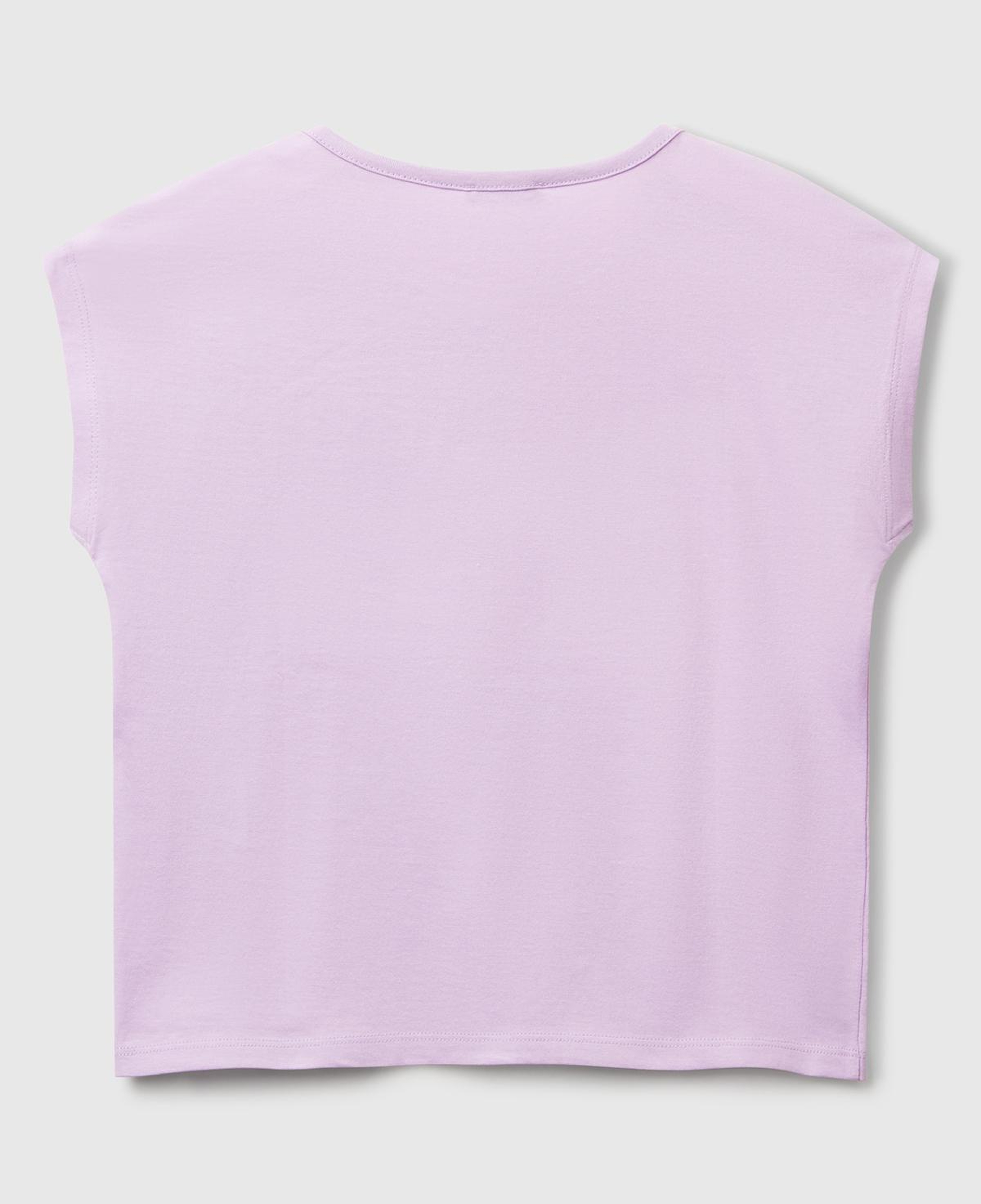 Kız Çocuk Lila Benetton Logo Baskılı T-Shirt