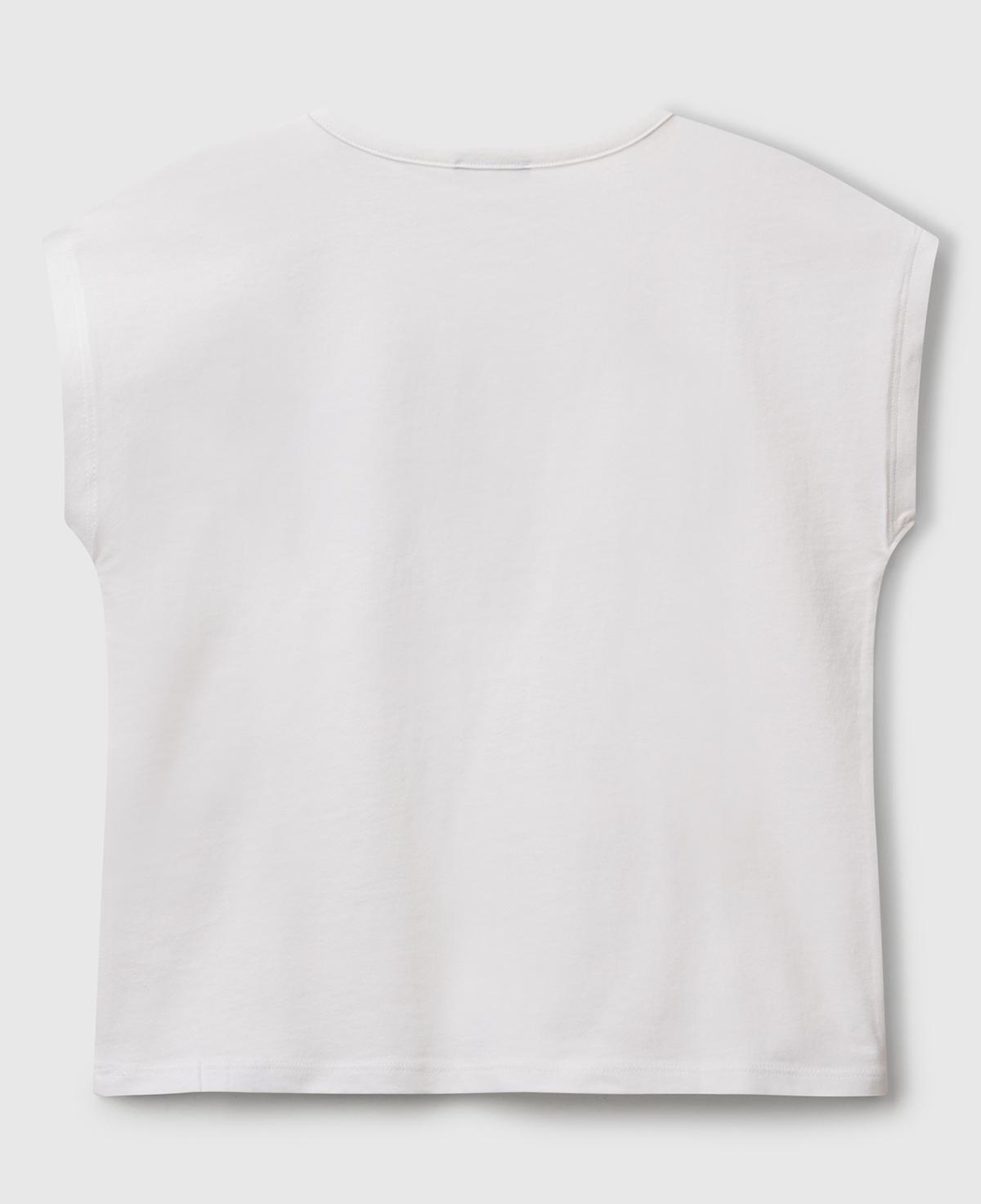 Kız Çocuk Beyaz Benetton Logo Baskılı T-Shirt