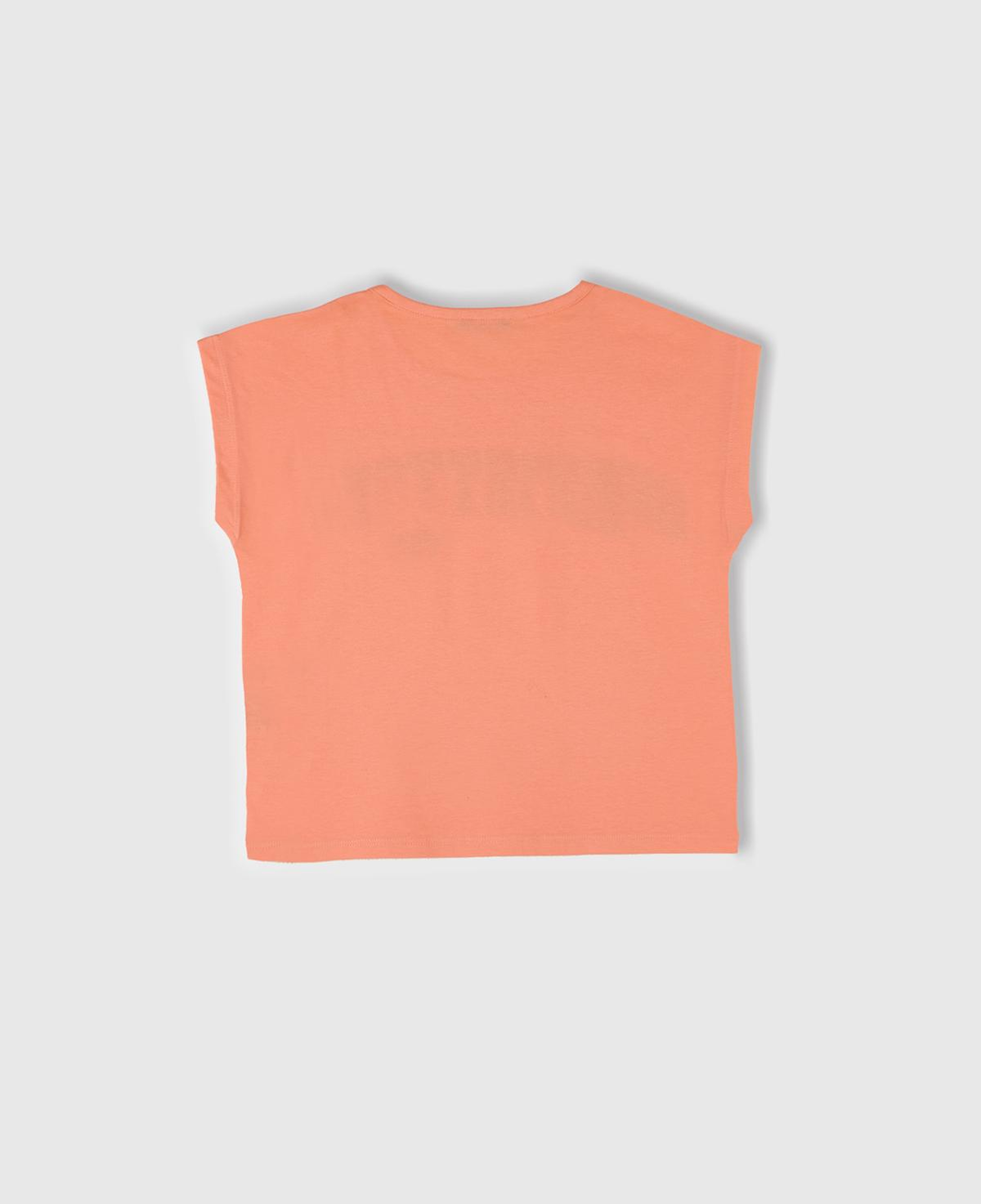 Kız Çocuk Yavruağzı Benetton Logo Baskılı T-Shirt
