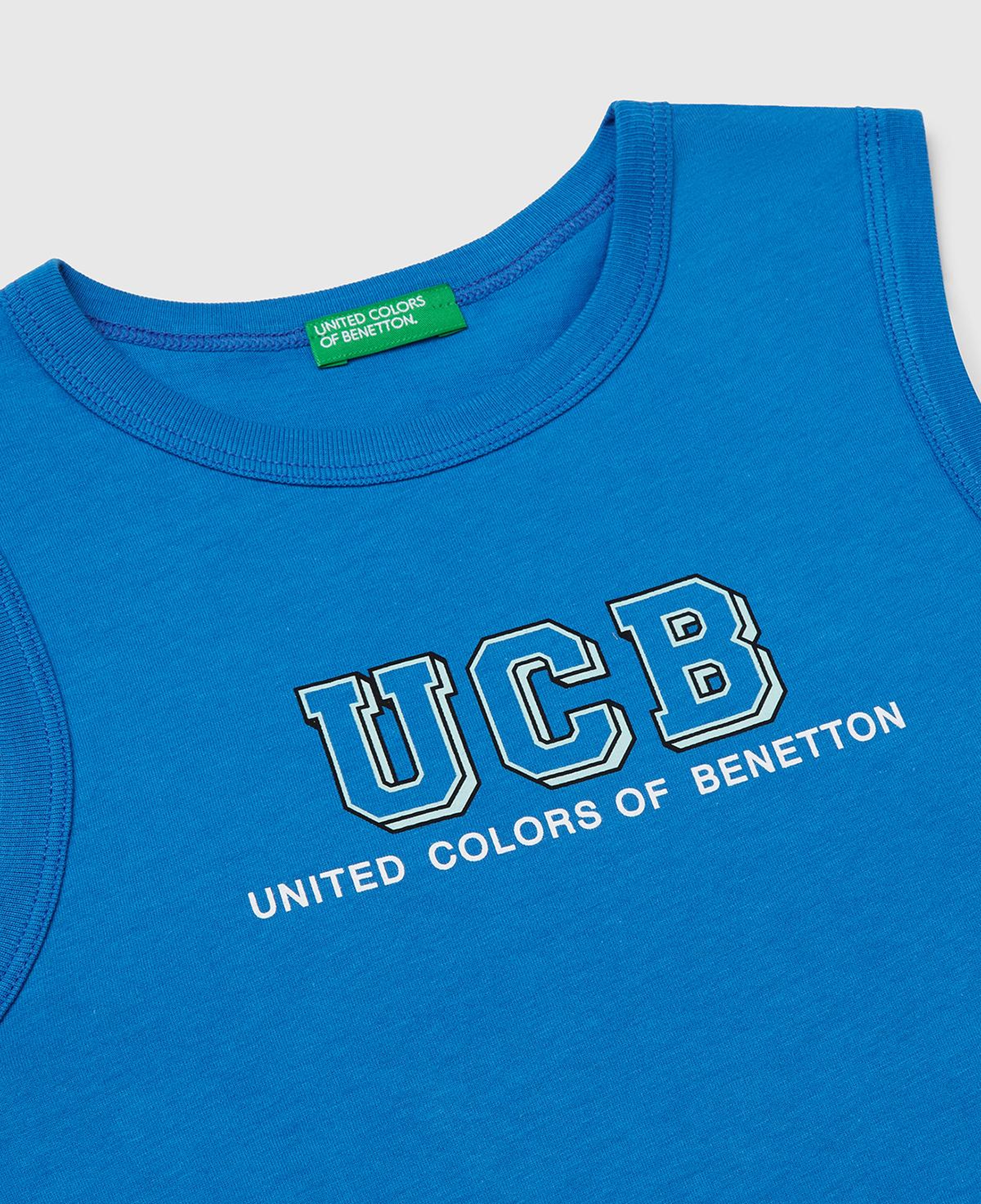 Erkek Çocuk Saks Mavi Benetton Logo Baskılı Atlet