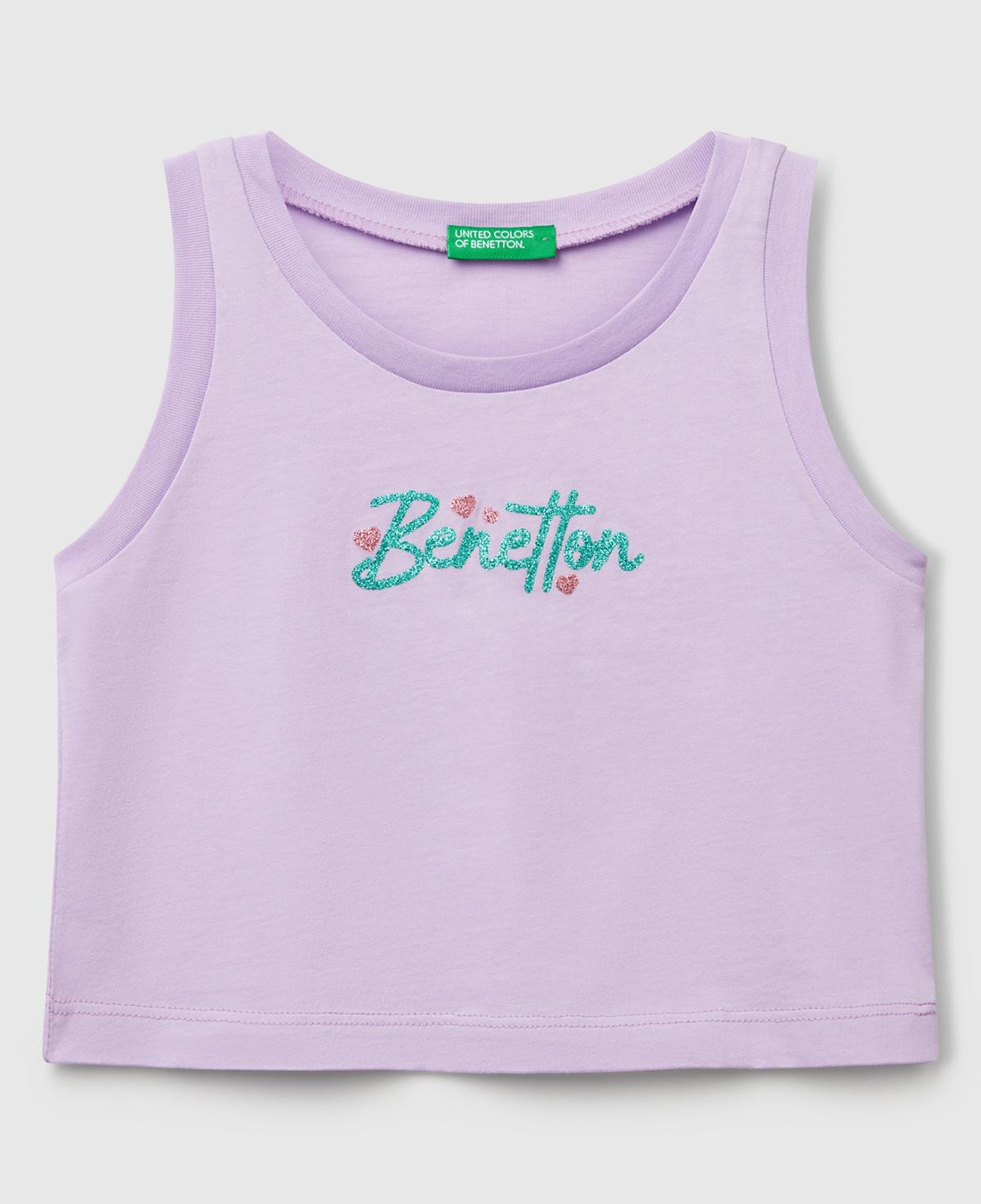 Kız Çocuk Lila Simli Benetton Logo Baskılı Atlet