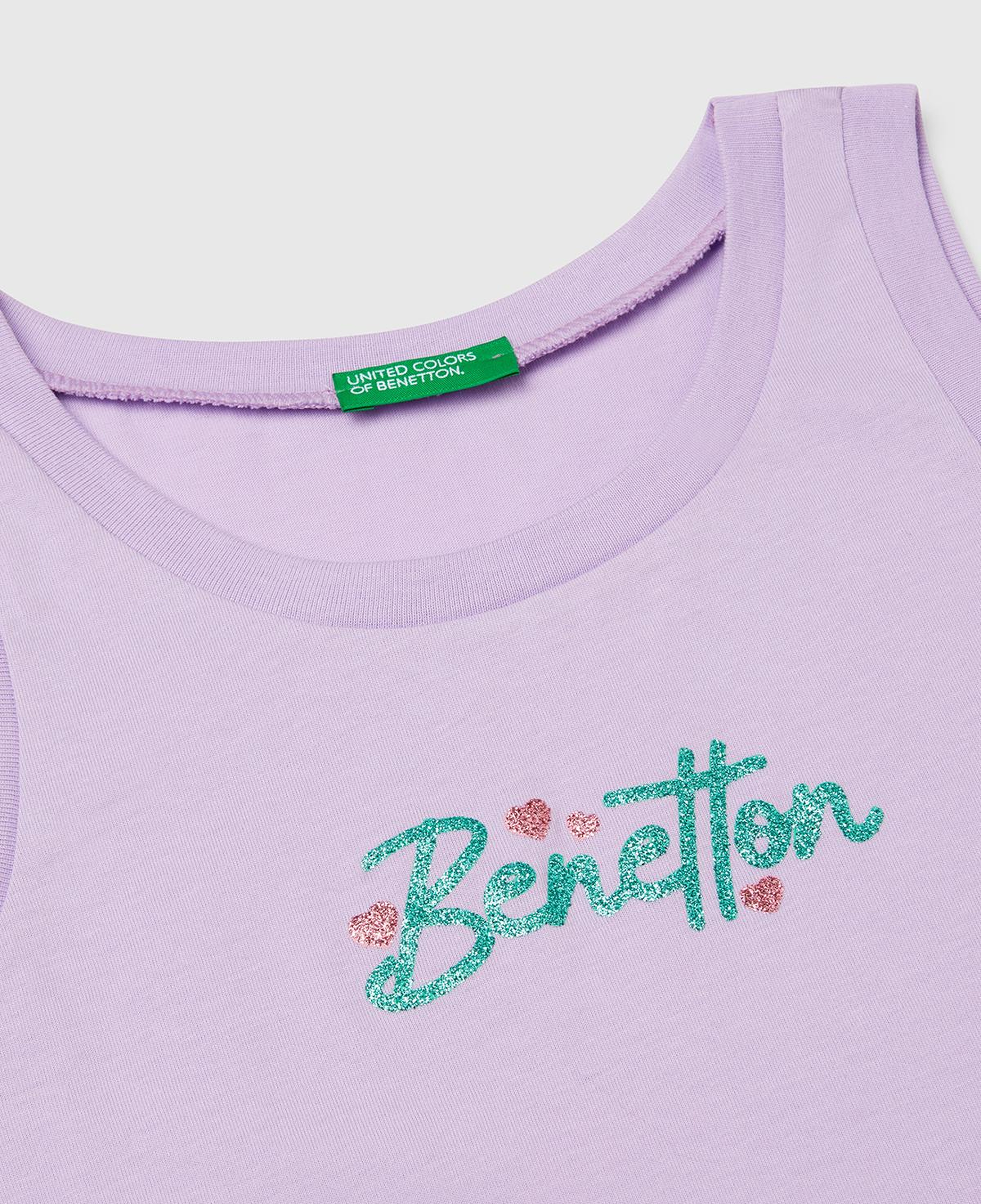 Kız Çocuk Lila Simli Benetton Logo Baskılı Atlet