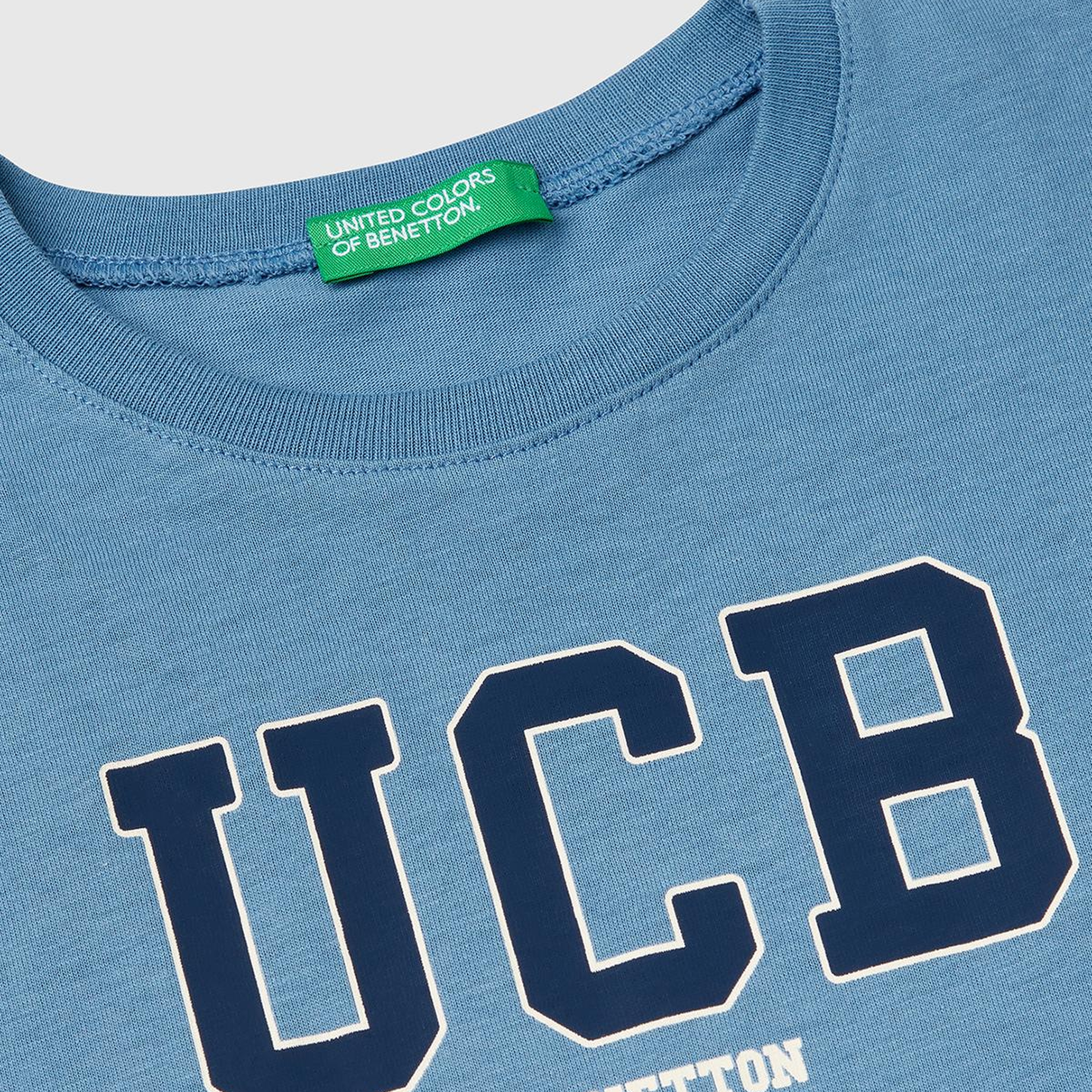 Erkek Çocuk Havacı Mavi Benetton Logo Baskılı T-Shirt