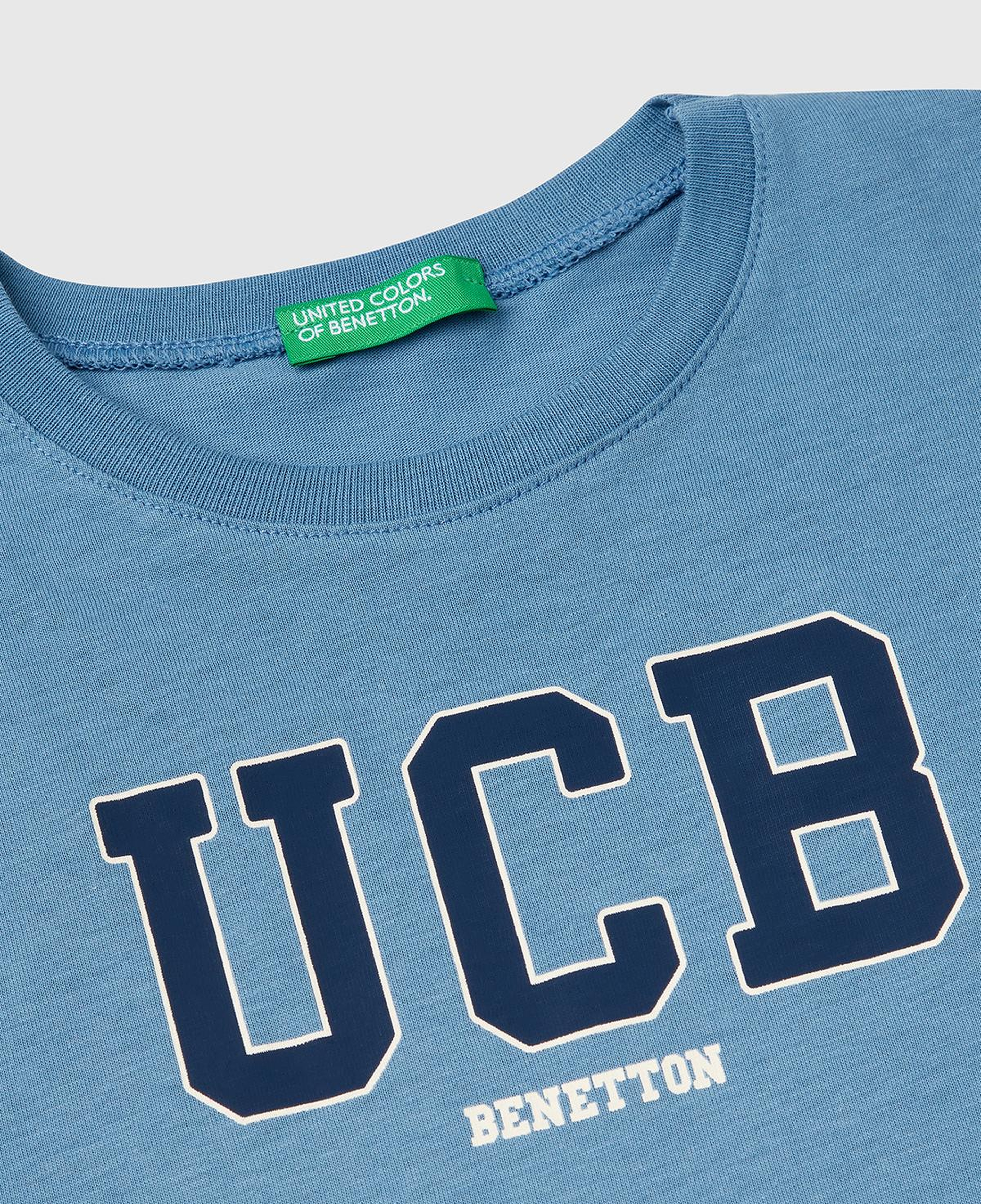 Erkek Çocuk Havacı Mavi Benetton Logo Baskılı T-Shirt