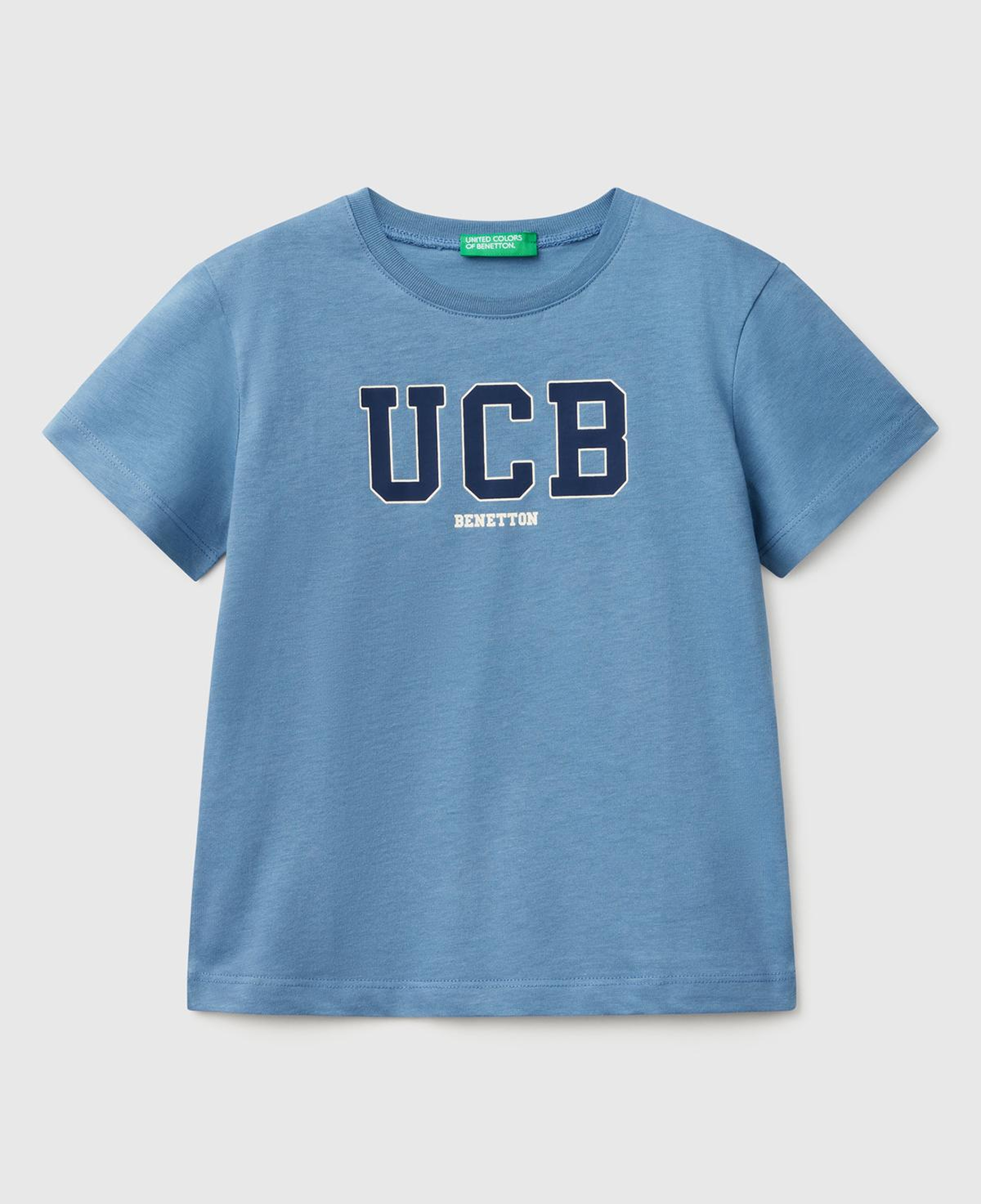 Erkek Çocuk Havacı Mavi Benetton Logo Baskılı T-Shirt