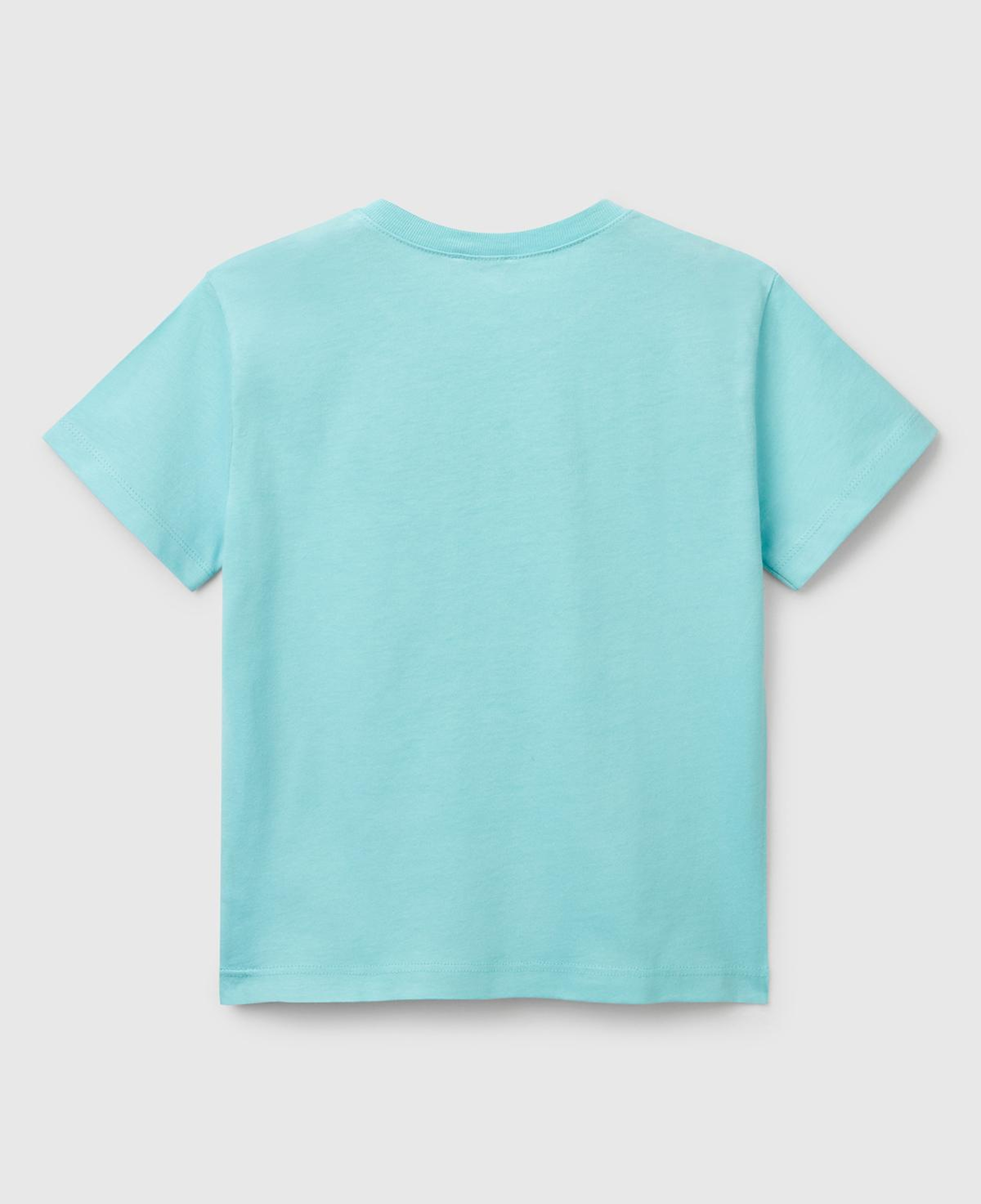Erkek Çocuk Su Yeşili Benetton Logo Baskılı T-Shirt