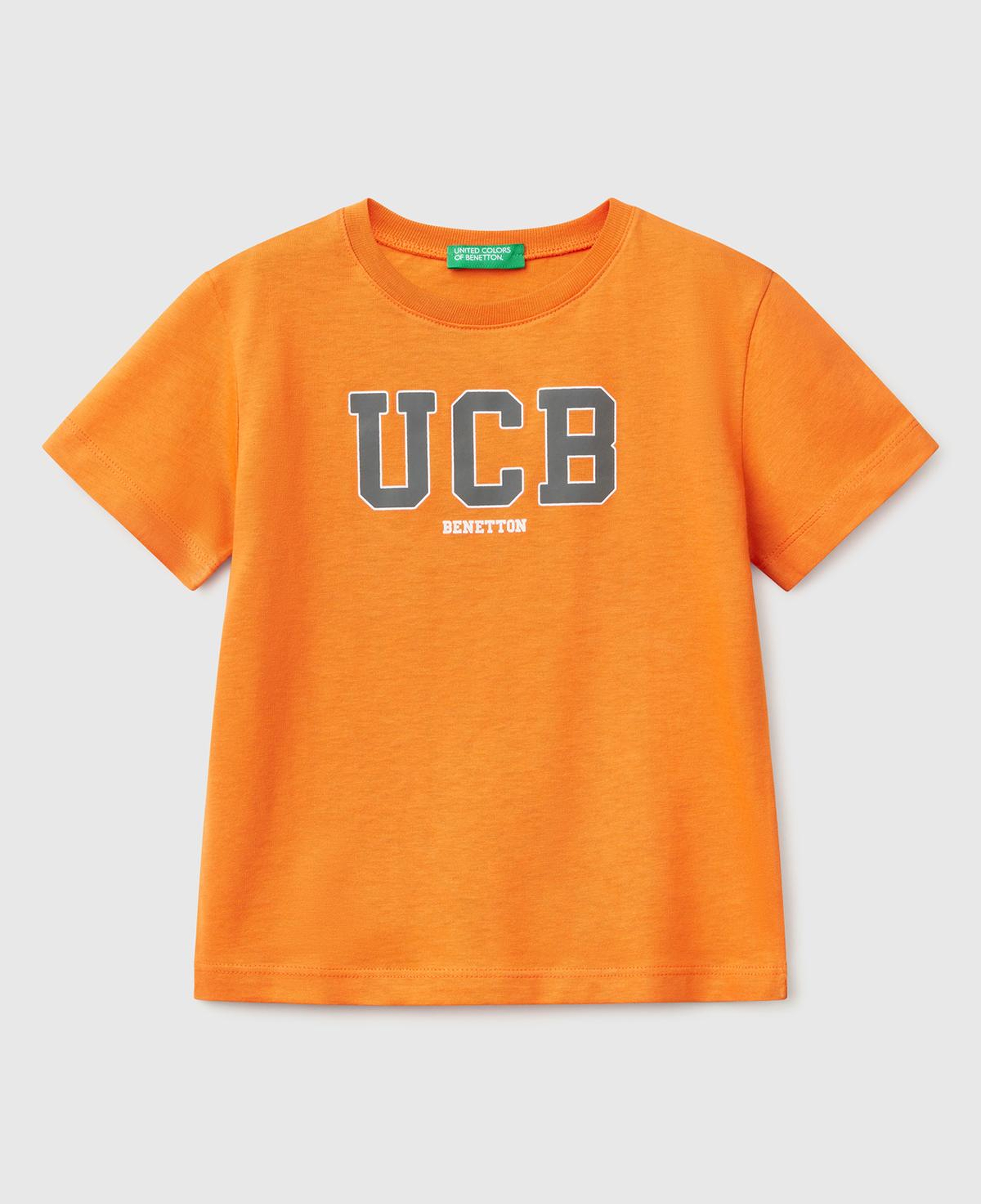 Erkek Çocuk Turuncu Benetton Logo Baskılı T-Shirt