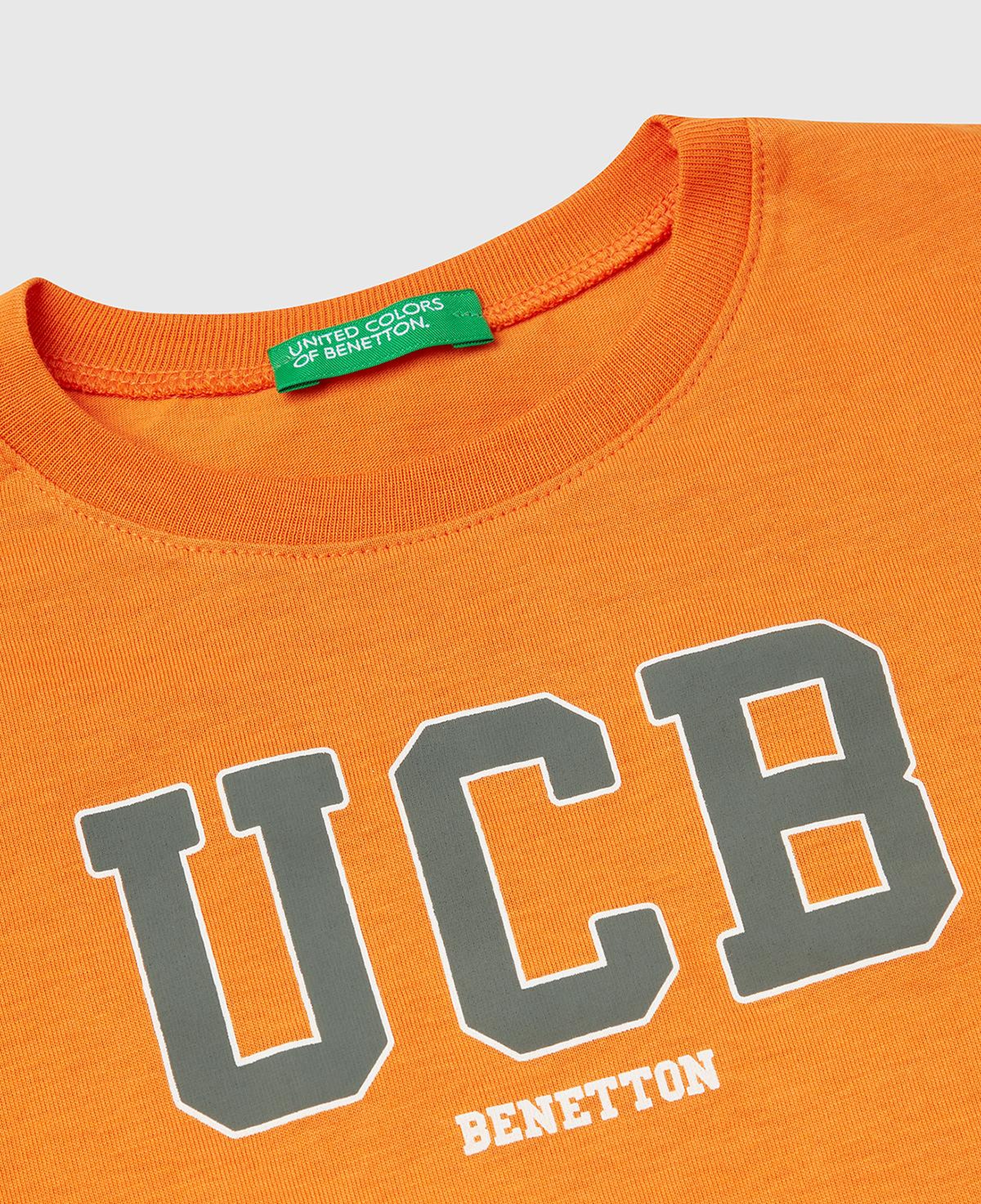 Erkek Çocuk Turuncu Benetton Logo Baskılı T-Shirt