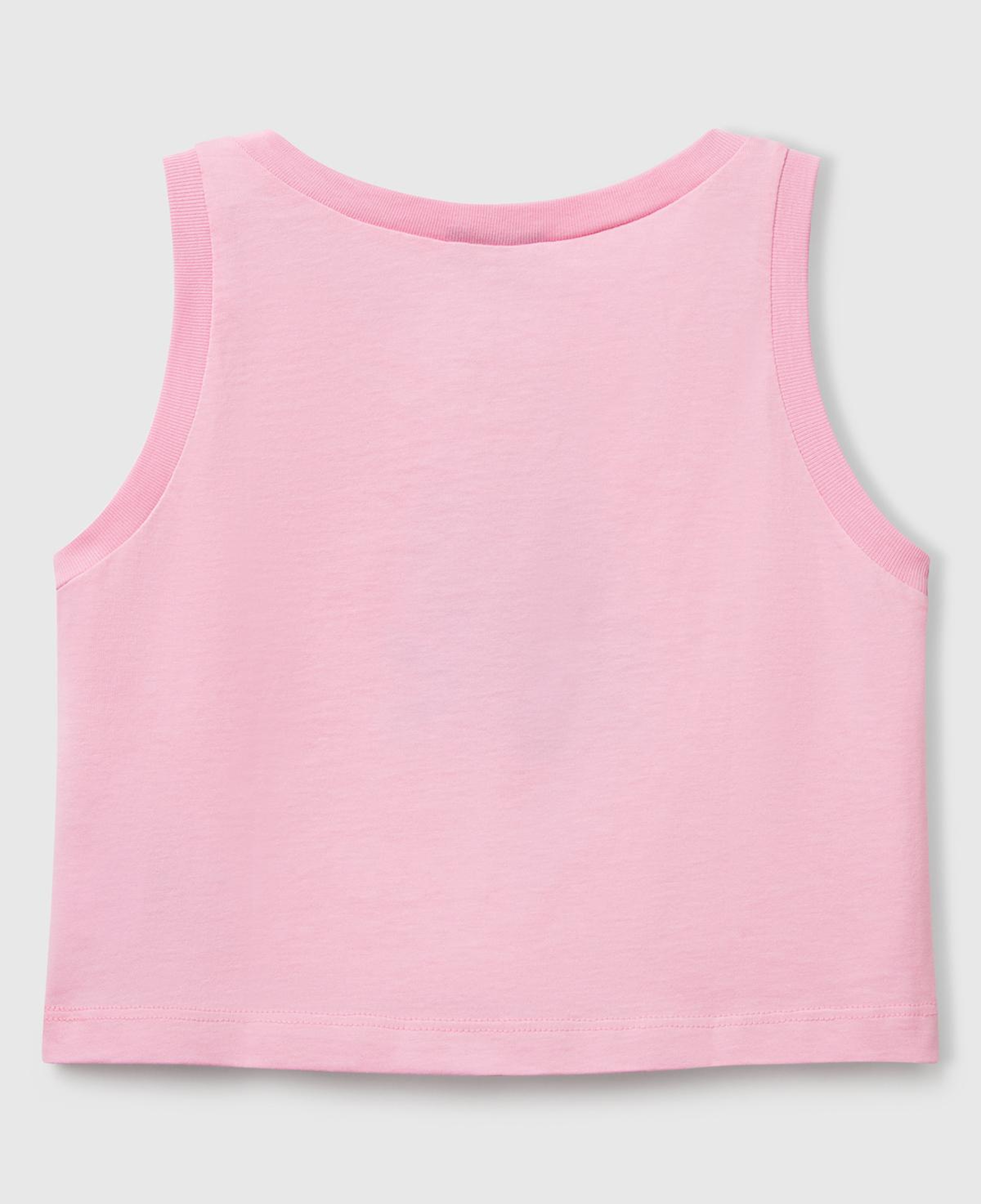 Kız Çocuk Pembe Simli Benetton Logo Baskılı Atlet