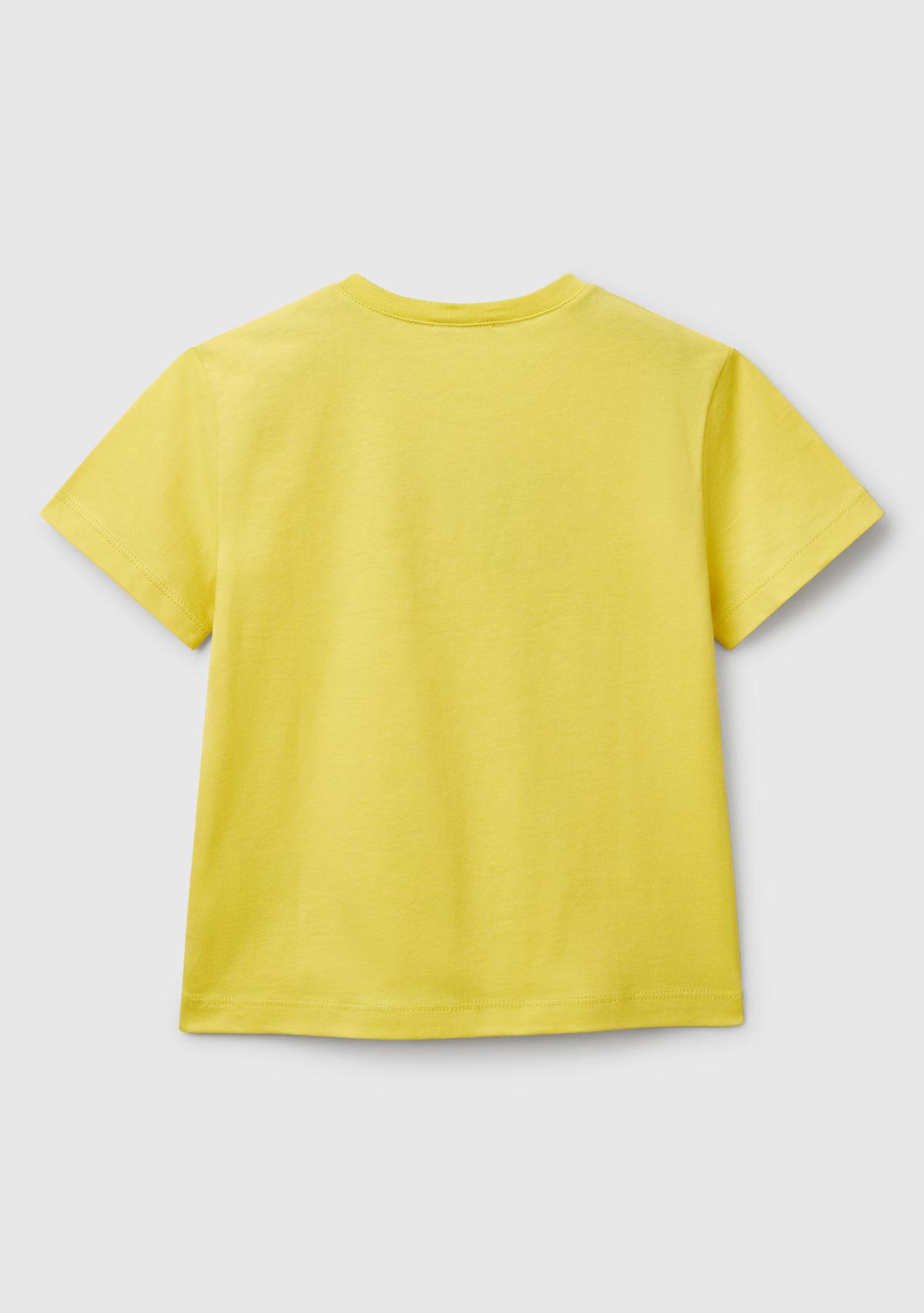Erkek Çocuk Sarı Benetton Logo Baskılı T-Shirt