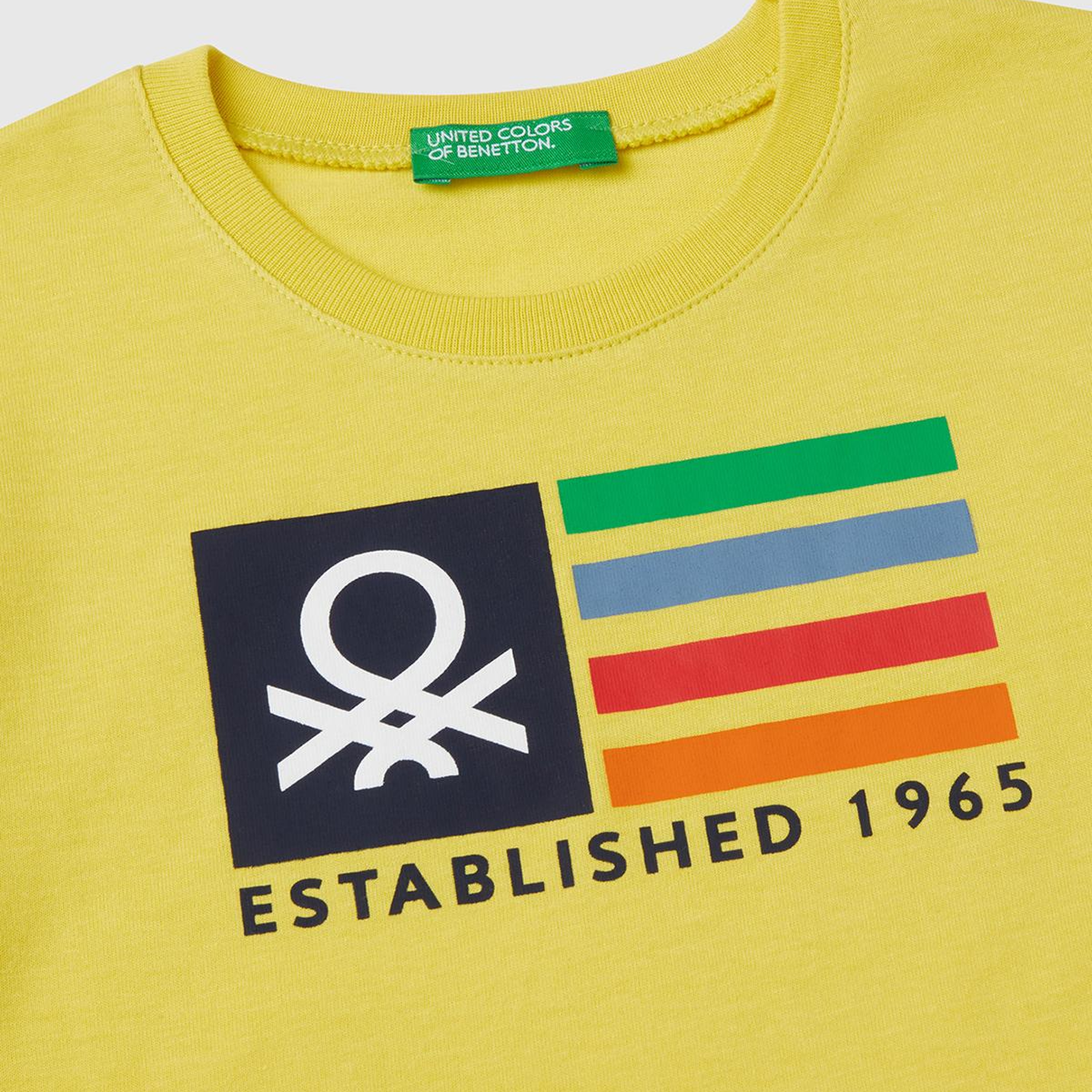 Erkek Çocuk Sarı Benetton Logo Baskılı T-Shirt